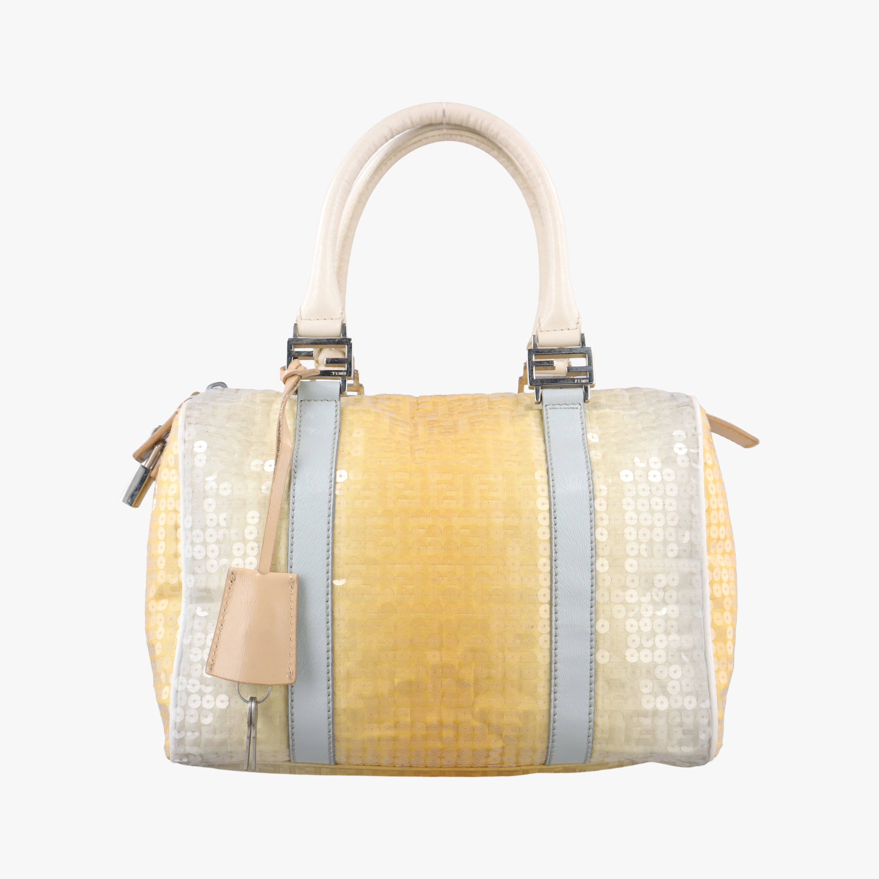 Pre-owned Fendi Zucchino Glitter Logo Yellow×Multicolour sequins 8BL068 handbag | stylenewstar