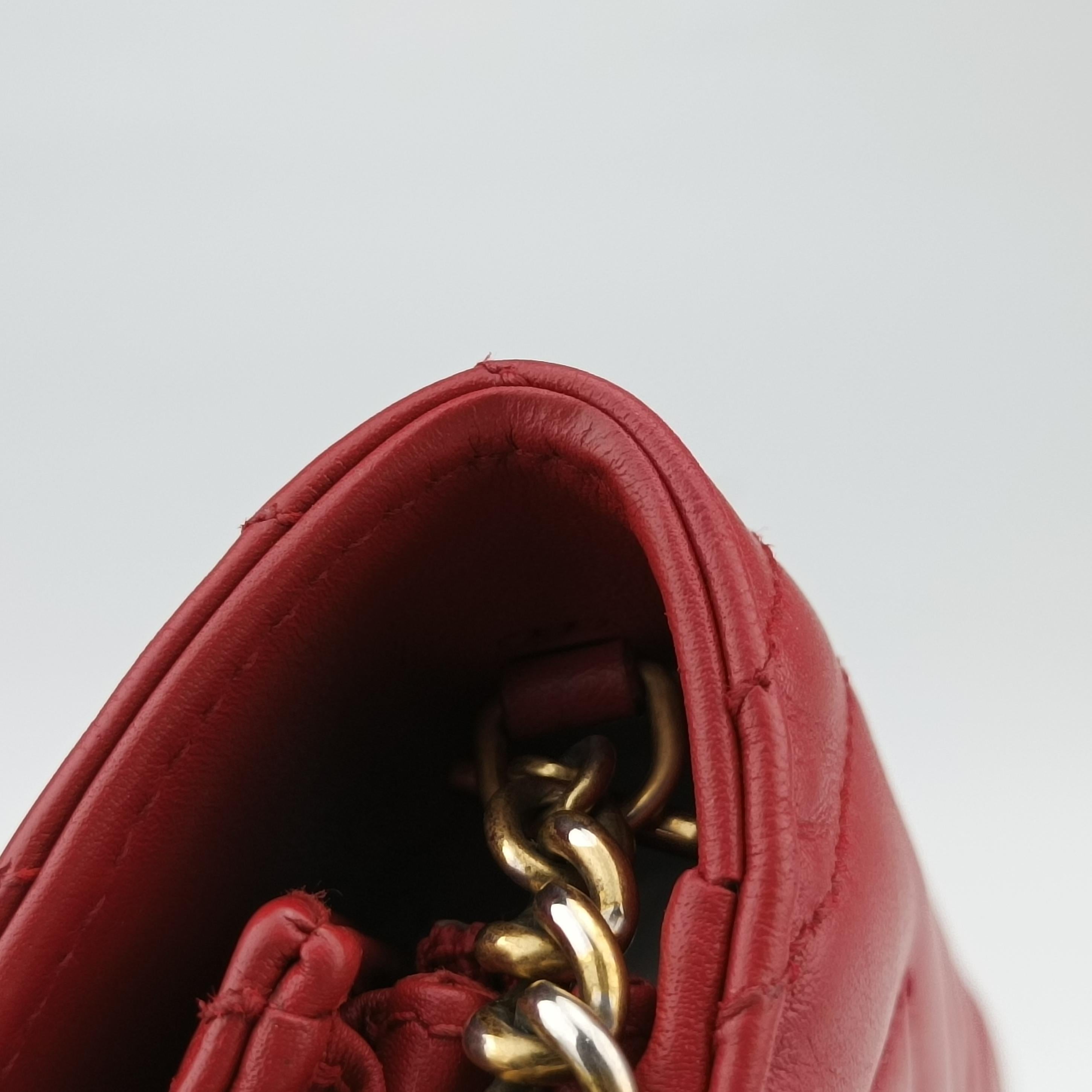 Pre-owned Gucci GG Marmont Red Leather 474575 shoulderbag | stylenewstar