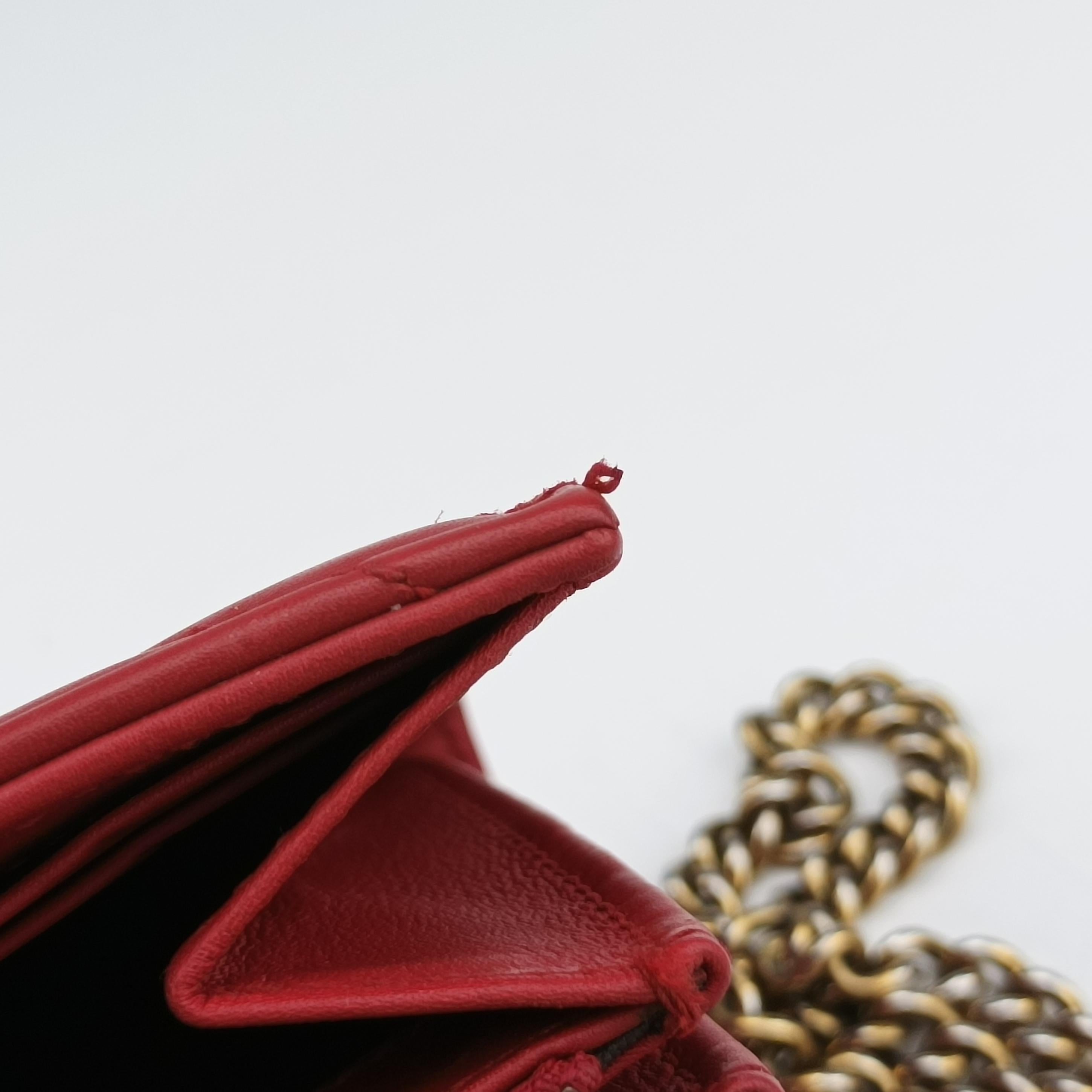 Pre-owned Gucci GG Marmont Red Leather 474575 shoulderbag | stylenewstar