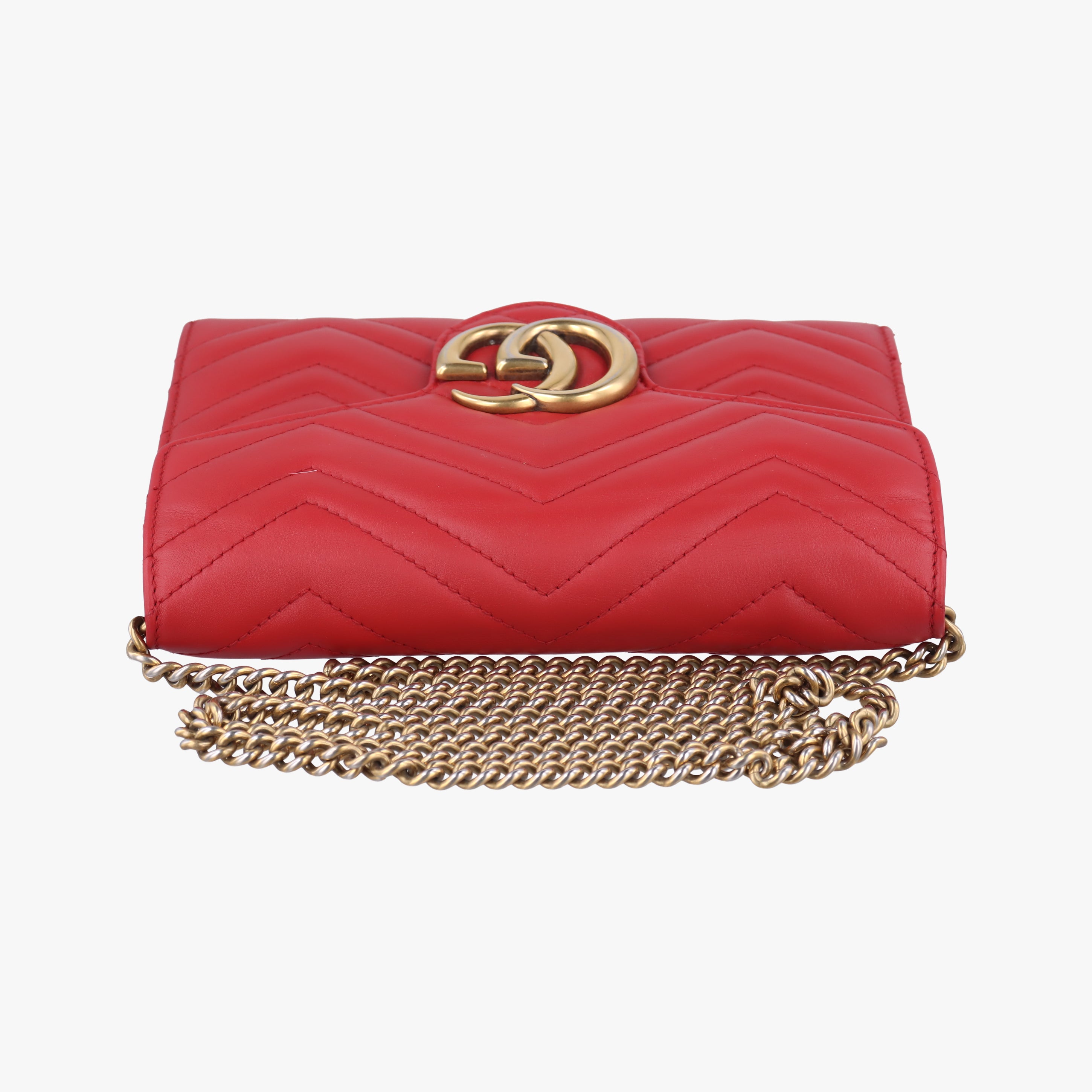 Pre-owned Gucci GG Marmont Red Leather 474575 shoulderbag | stylenewstar