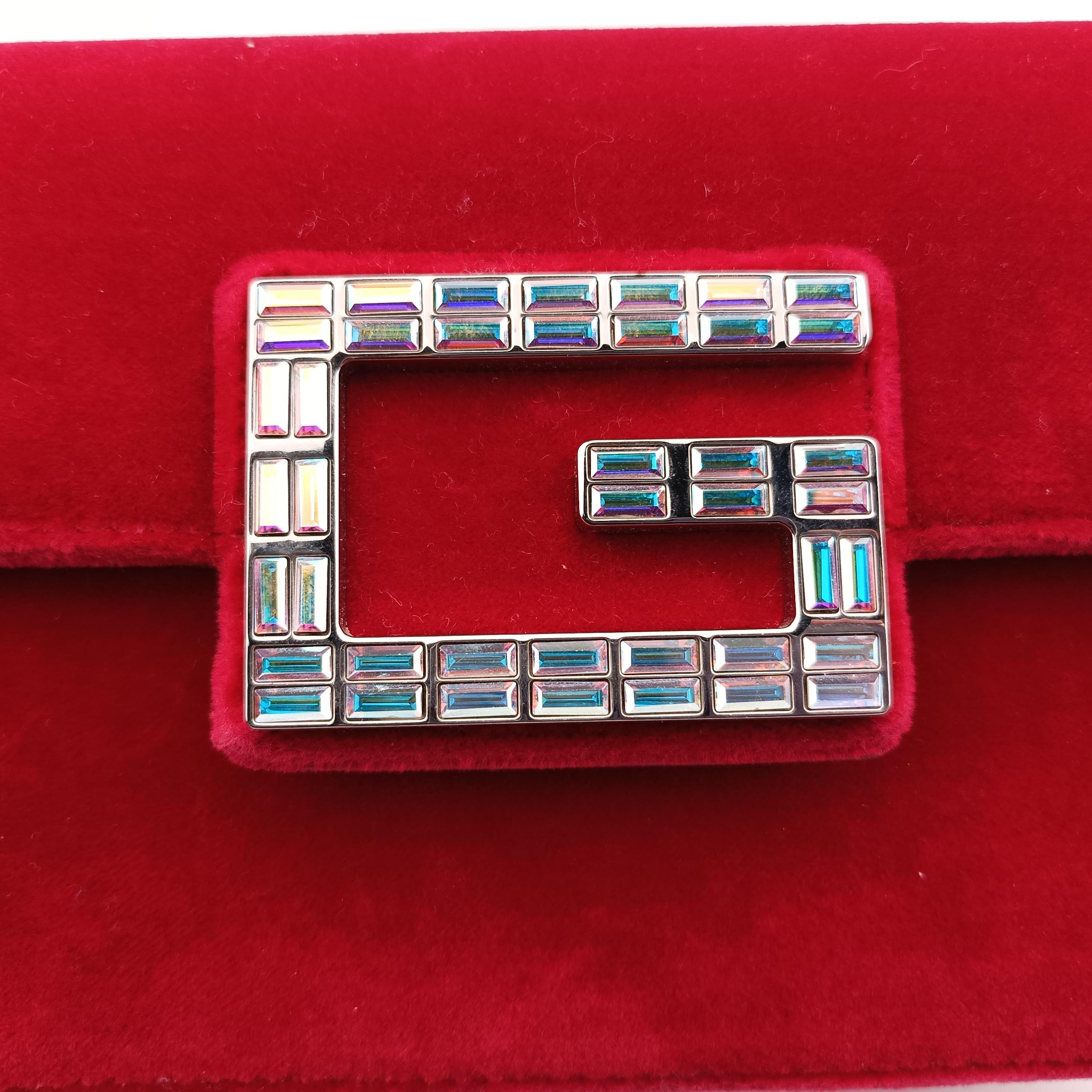 Vintage Gucci Square G Red velour 544242 shoulderbag | stylenewstar