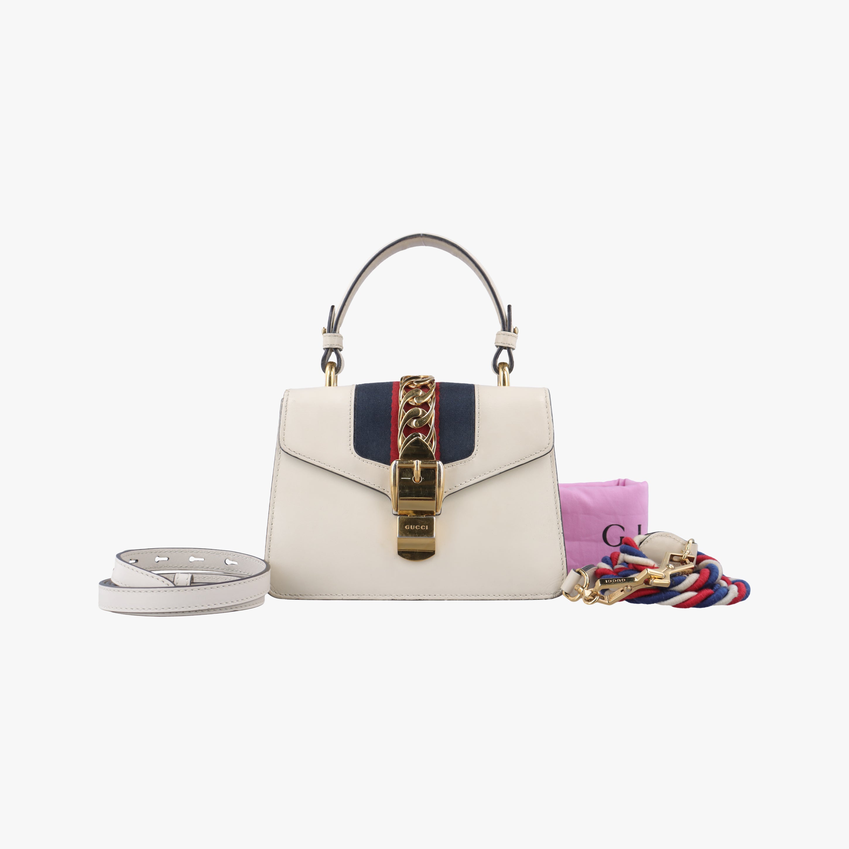 Vintage Gucci Sylvie Ivory×navy×red Leather 470270 shoulderbag | stylenewstar