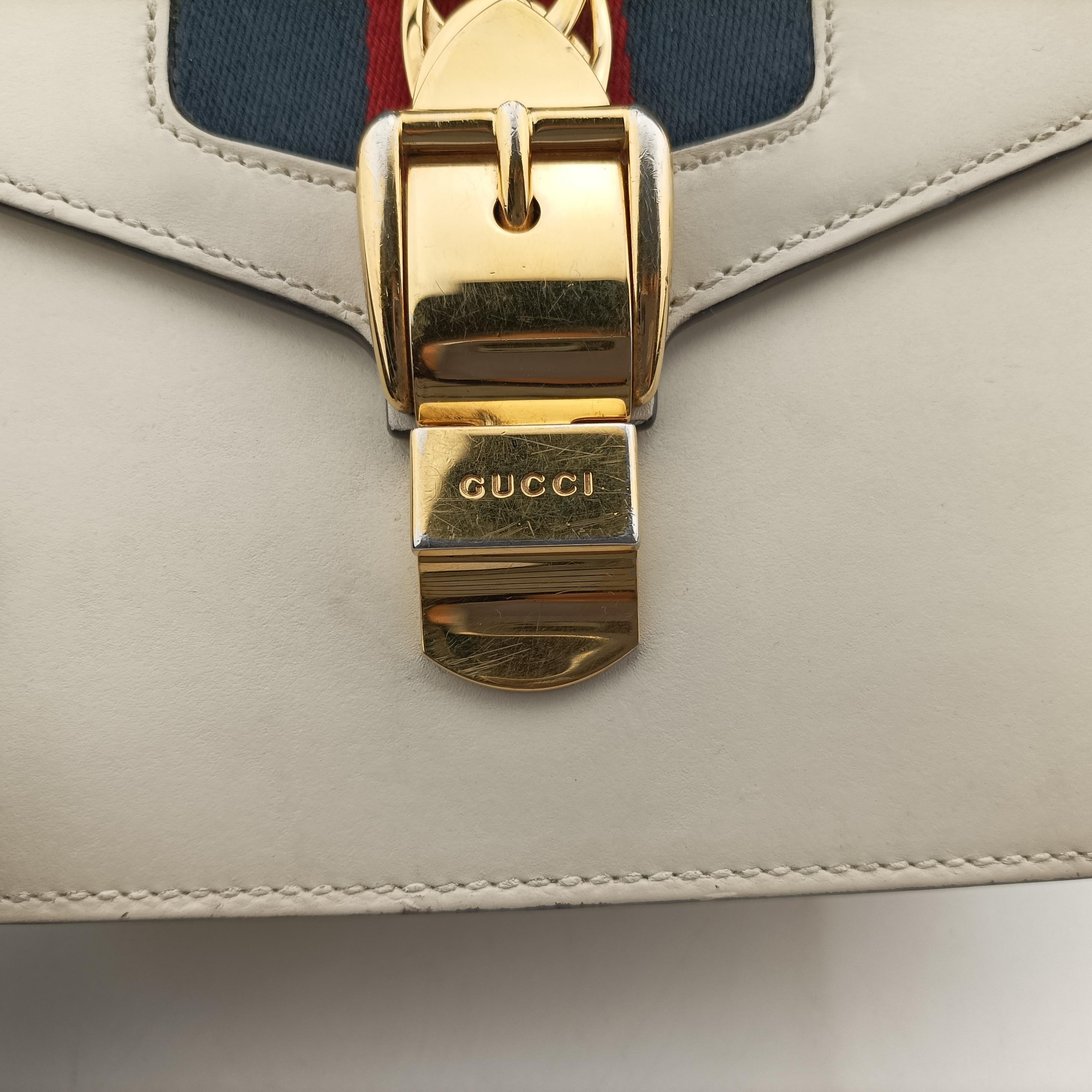 Vintage Gucci Sylvie Ivory×navy×red Leather 470270 shoulderbag | stylenewstar