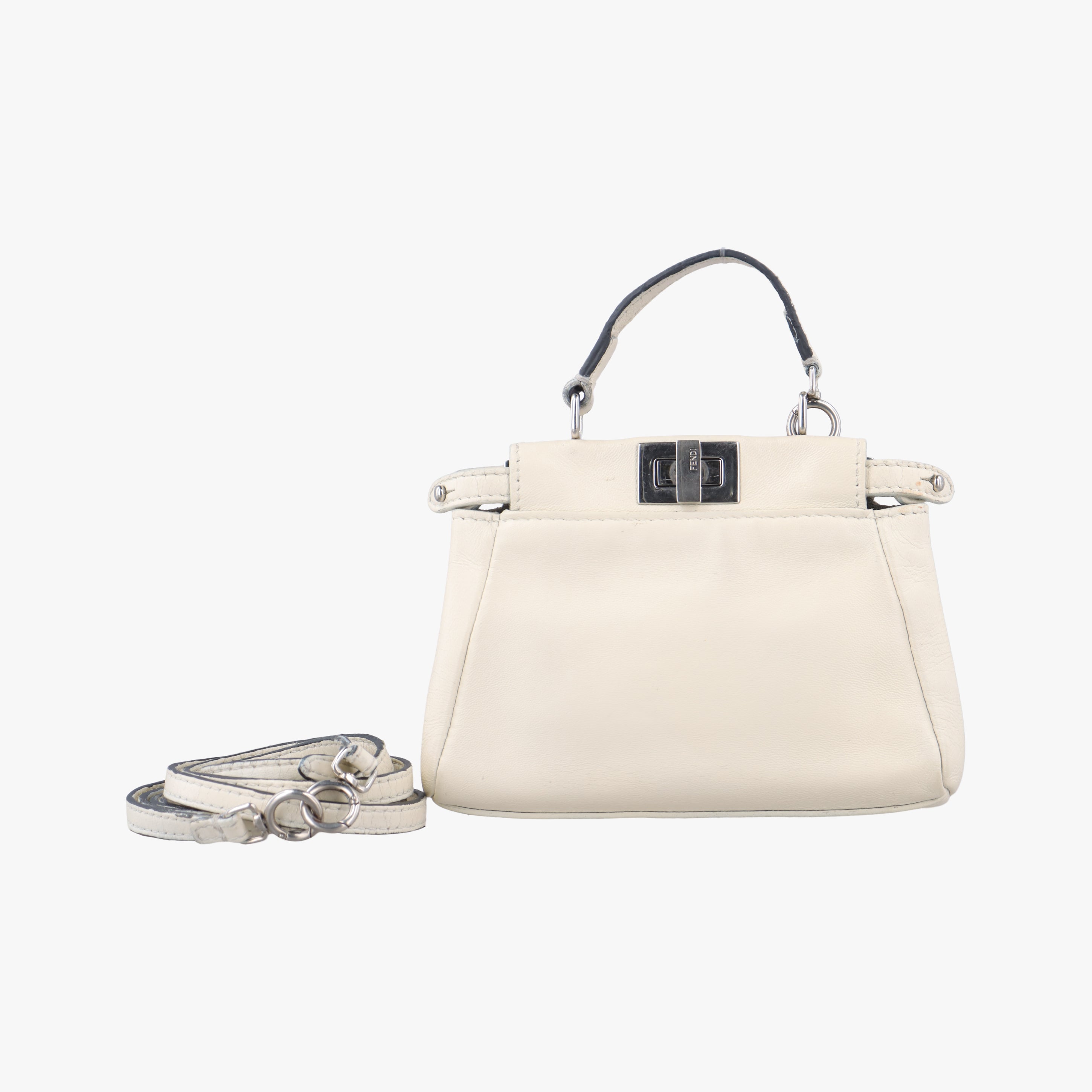 Pre-owned Fendi Micro Peekaboo White Leather 8M0355 shoulderbag | stylenewstar