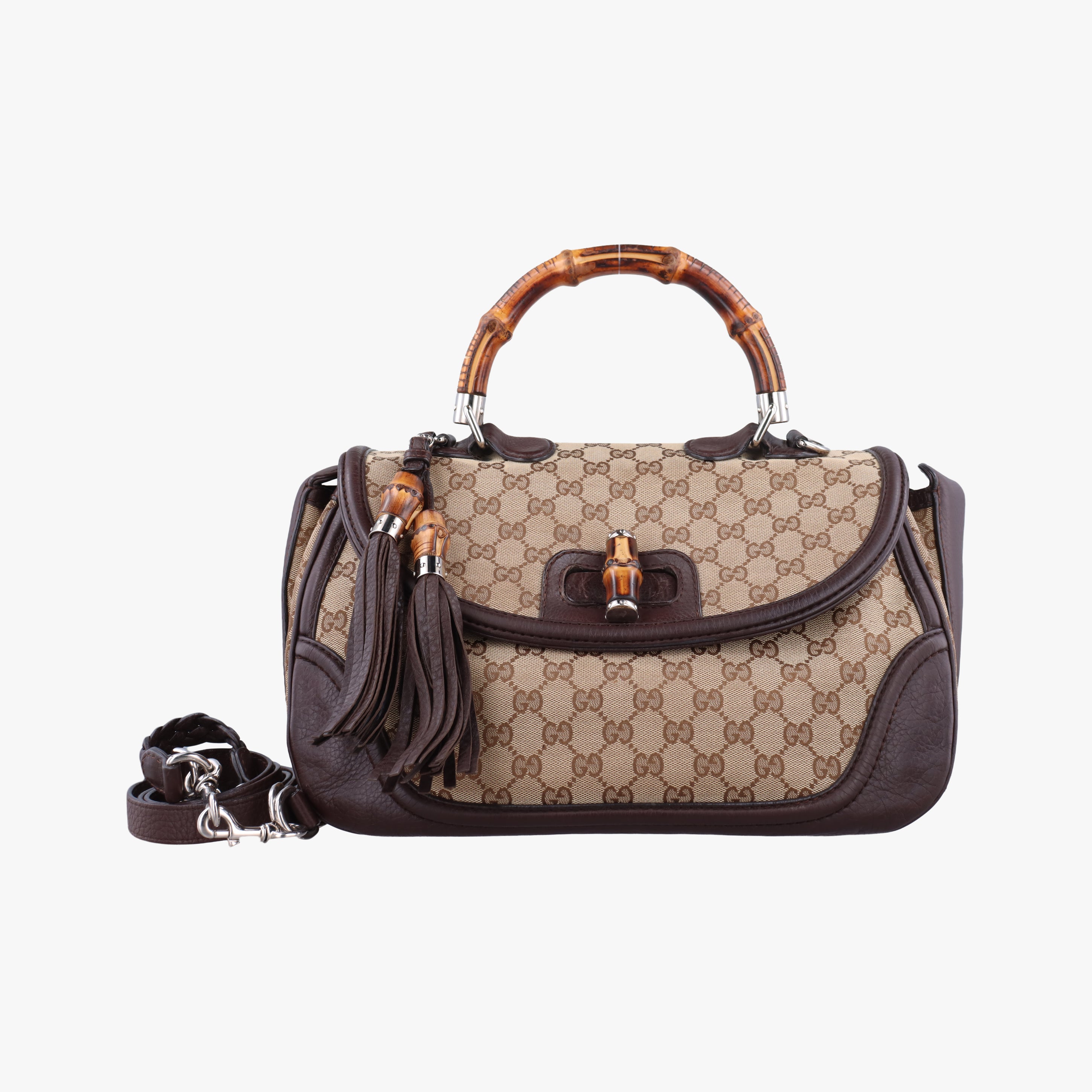 Vintage Gucci New Bamboo Beige x Brown canvas x leather 240241 shoulderbag | stylenewstar