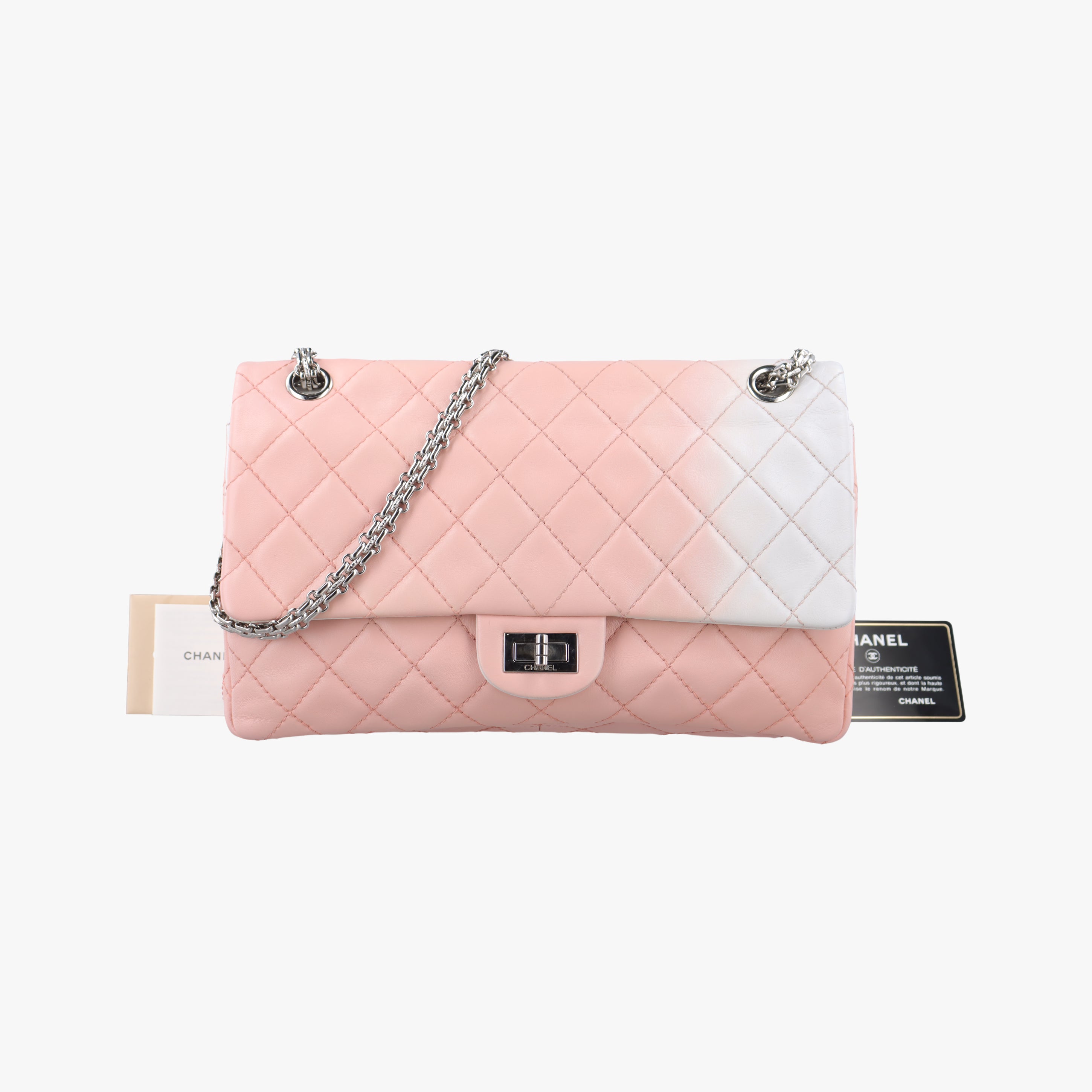 Pre-owned Chanel 2.55 Matelasse Pink×Beige lambskin A37587 shoulderbag | stylenewstar