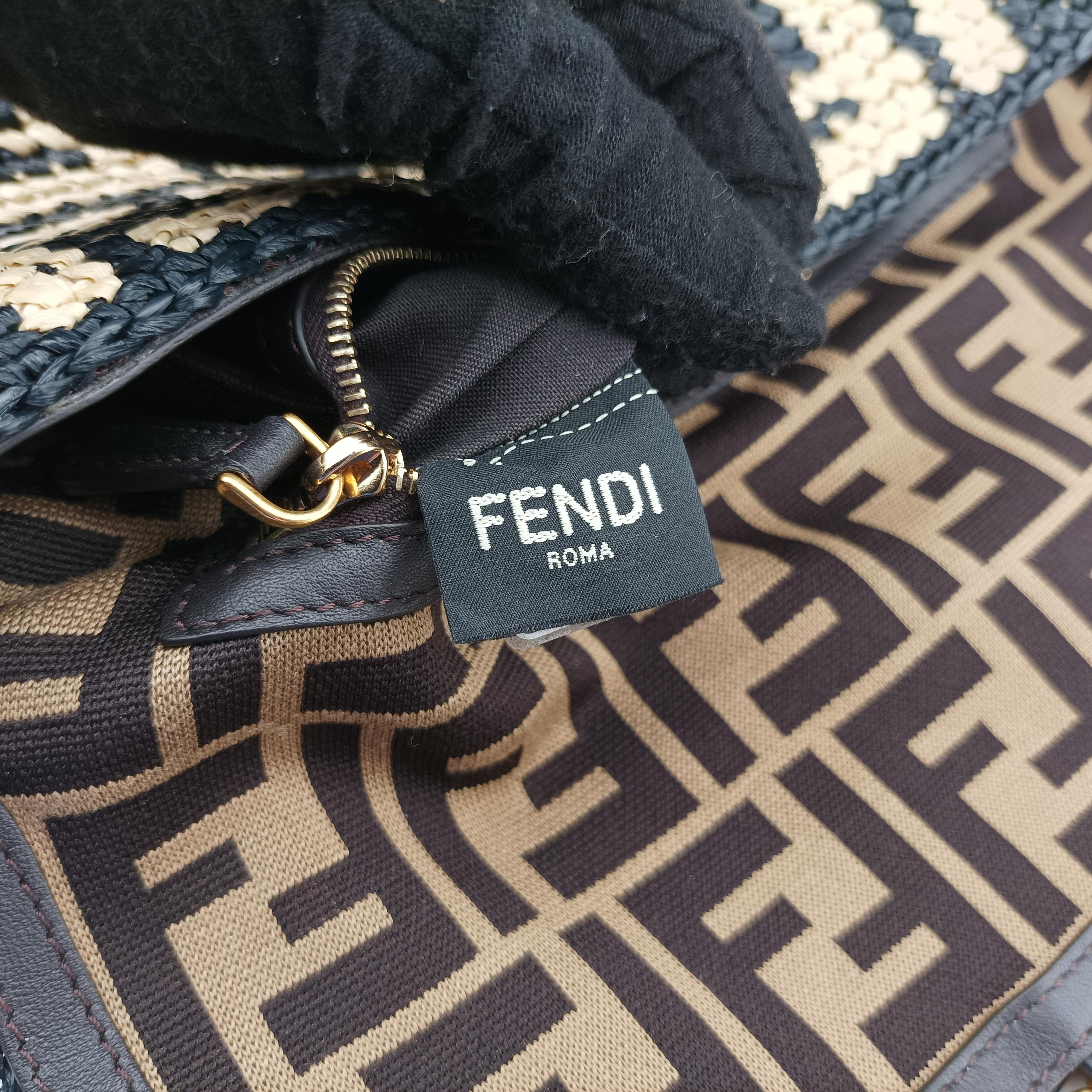 Pre-owned Fendi BAGUETTE Multicolour straw 8BR600 shoulderbag | stylenewstar