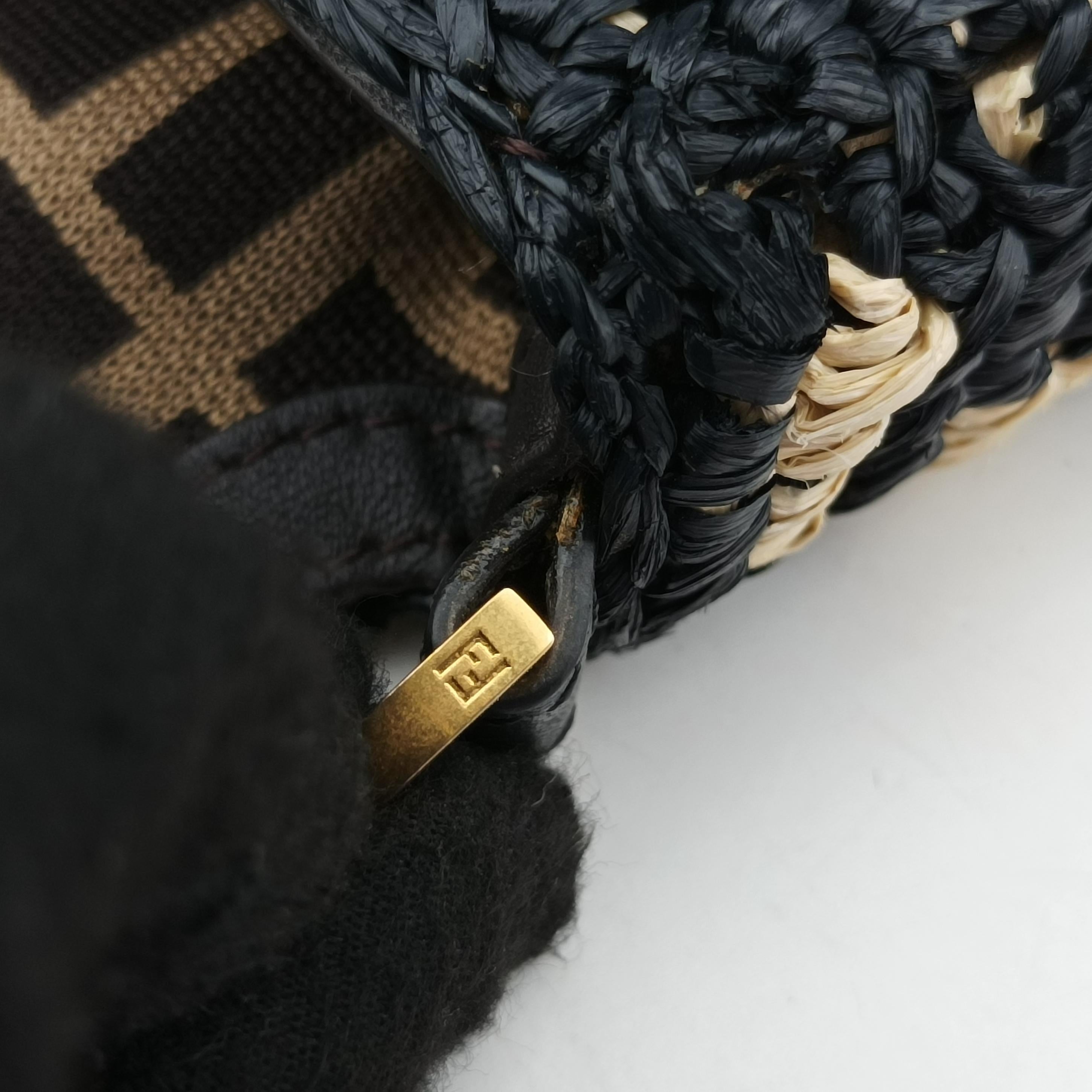 Pre-owned Fendi BAGUETTE Multicolour straw 8BR600 shoulderbag | stylenewstar