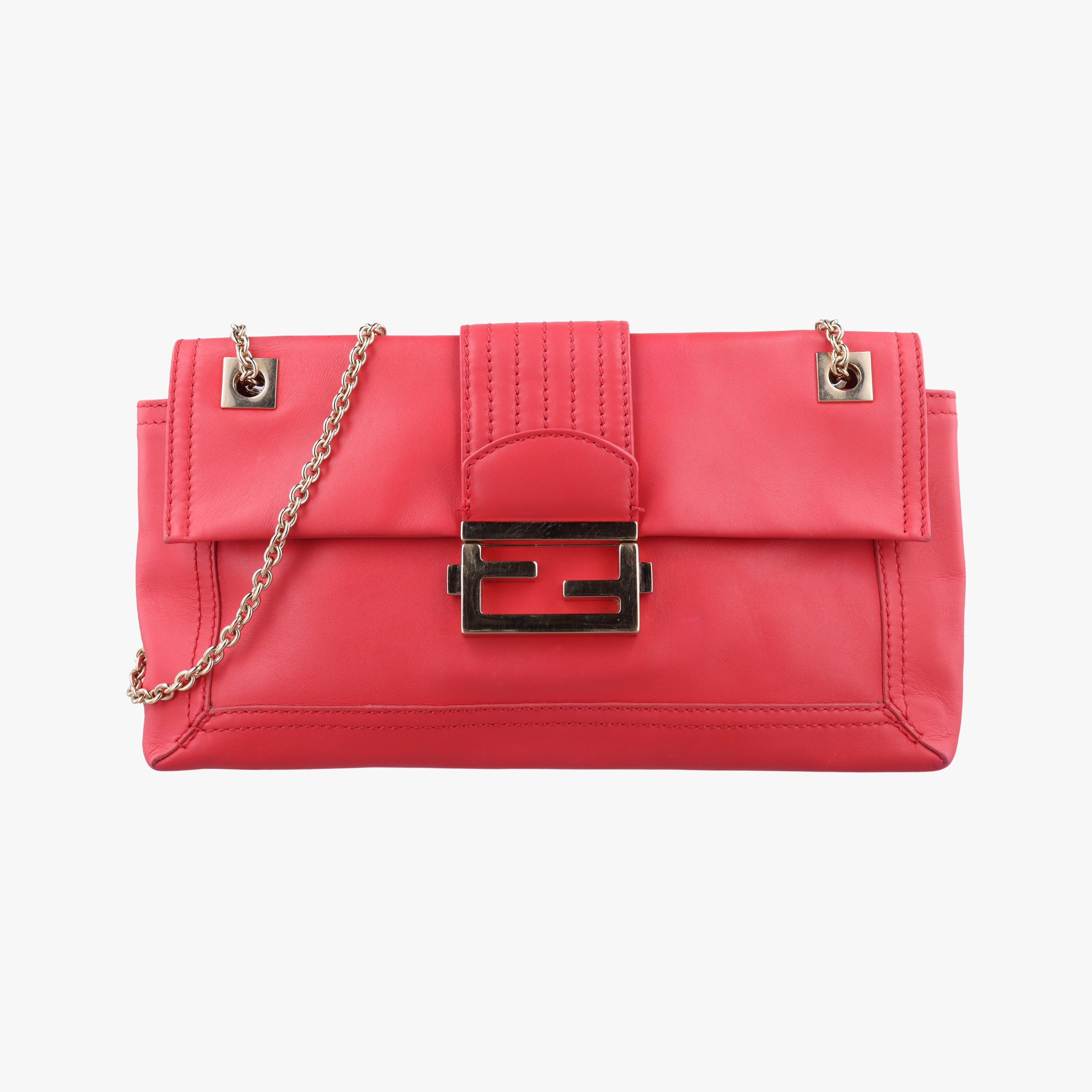 Secondhand Fendi Baguette Chain Flap Red Leather 8BT139 shoulderbag | stylenewstar