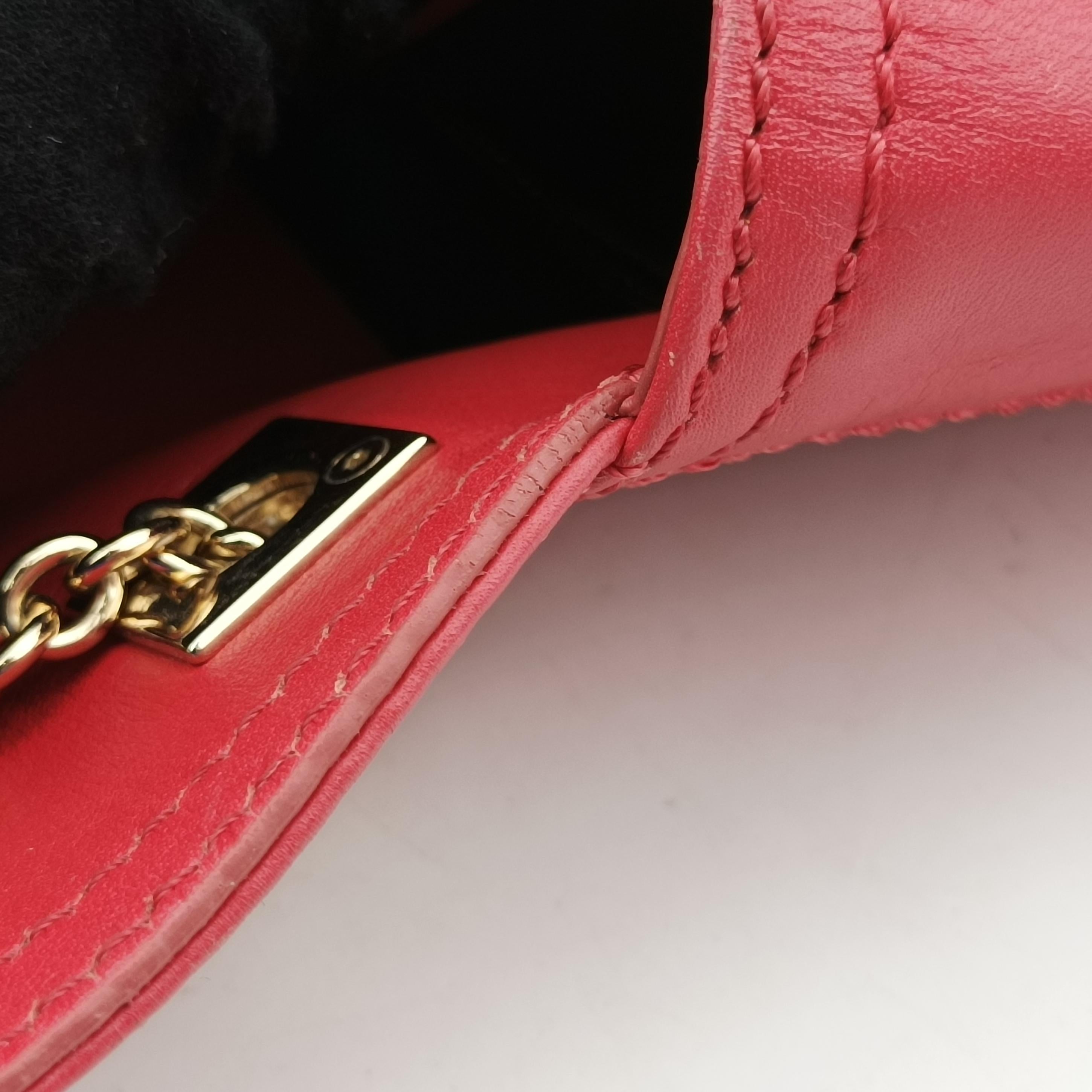 Secondhand Fendi Baguette Chain Flap Red Leather 8BT139 shoulderbag | stylenewstar