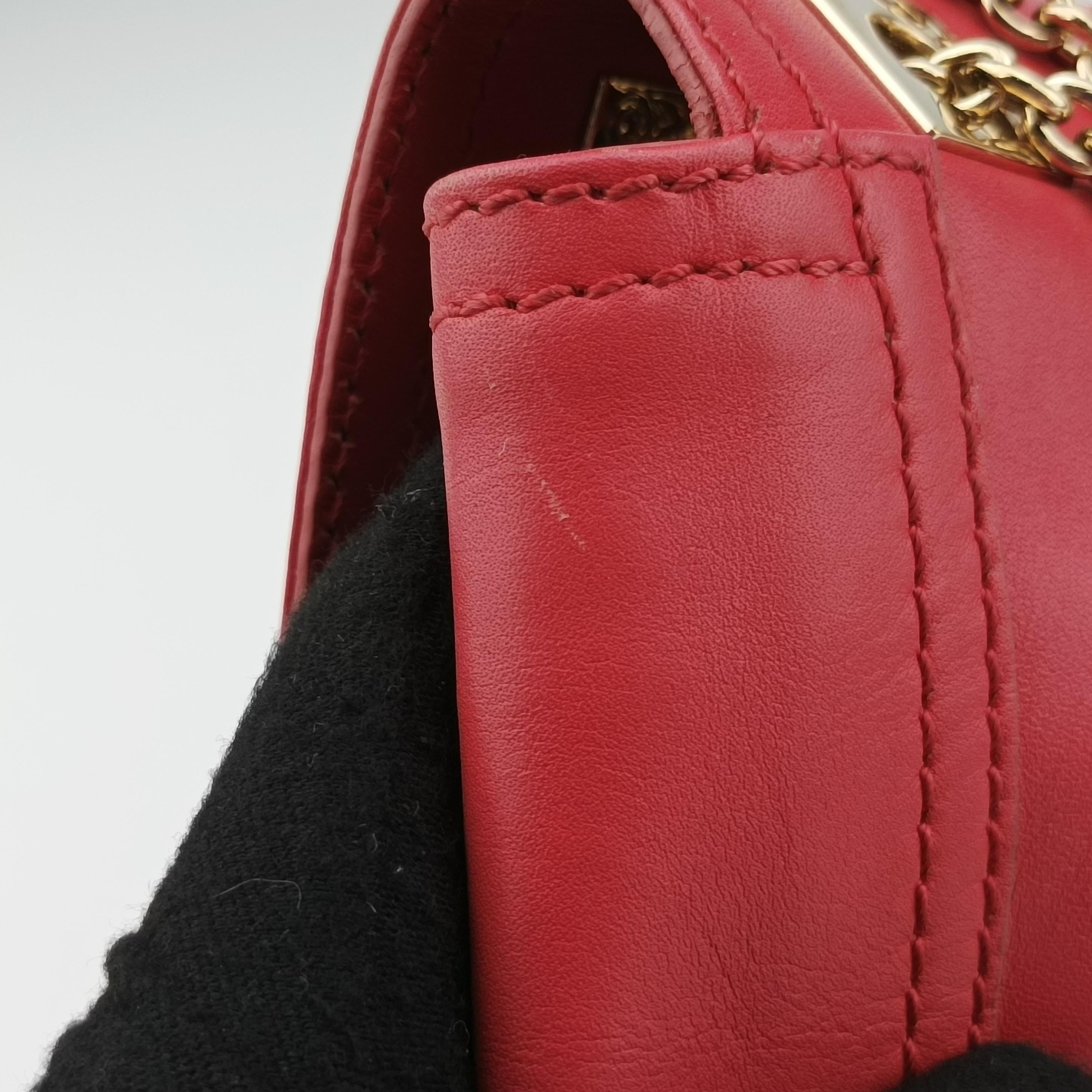 Secondhand Fendi Baguette Chain Flap Red Leather 8BT139 shoulderbag | stylenewstar