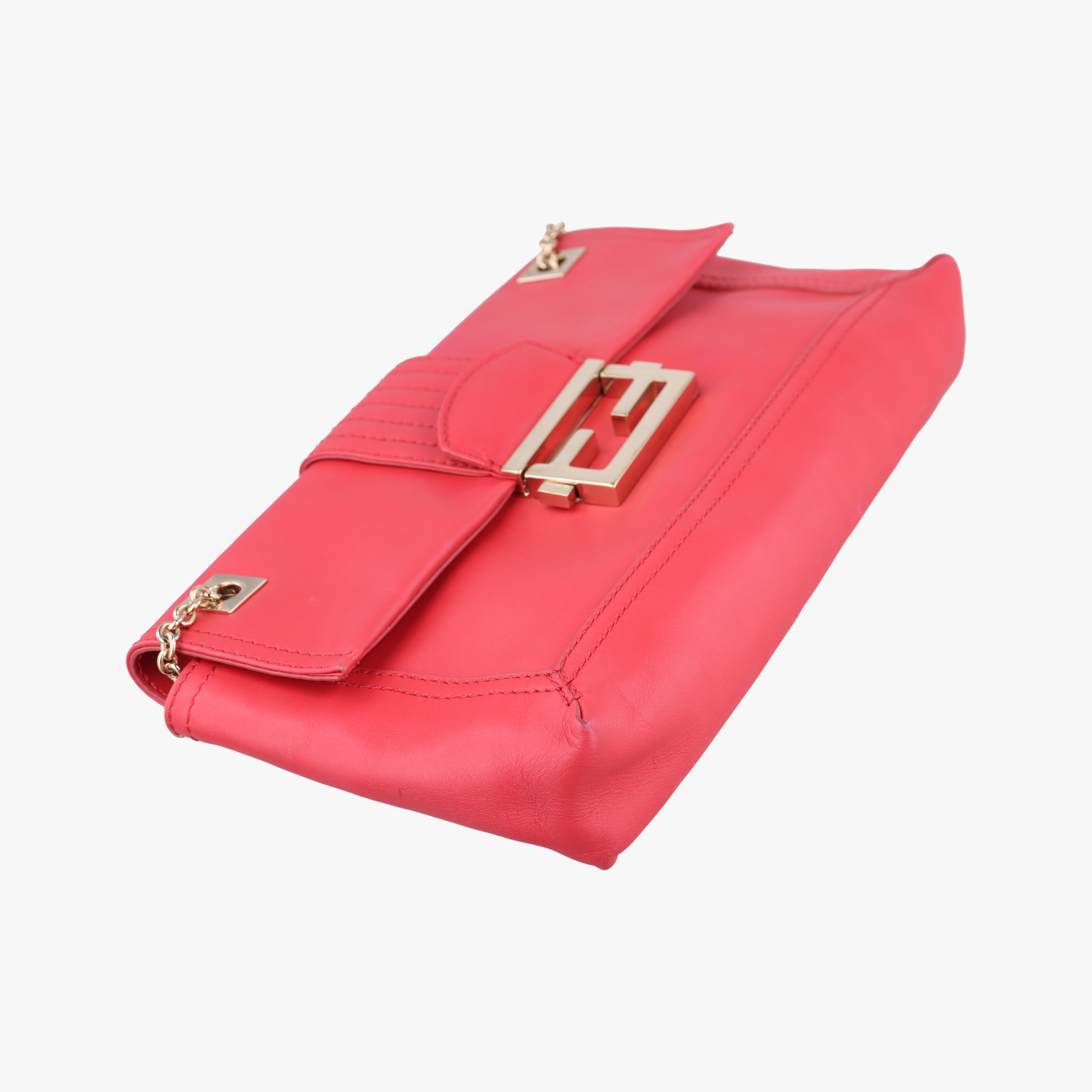 Secondhand Fendi Baguette Chain Flap Red Leather 8BT139 shoulderbag | stylenewstar
