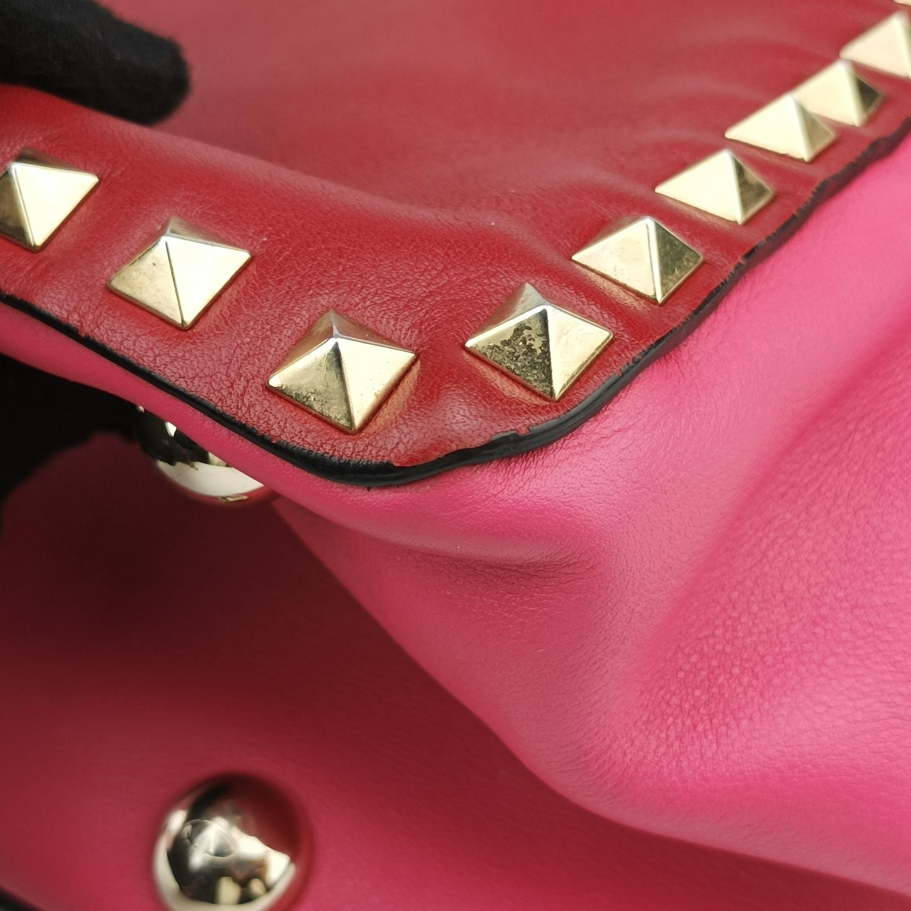Pre-owned Valentino Rockstud Red×Green×pink Leather  shoulderbag | stylenewstar