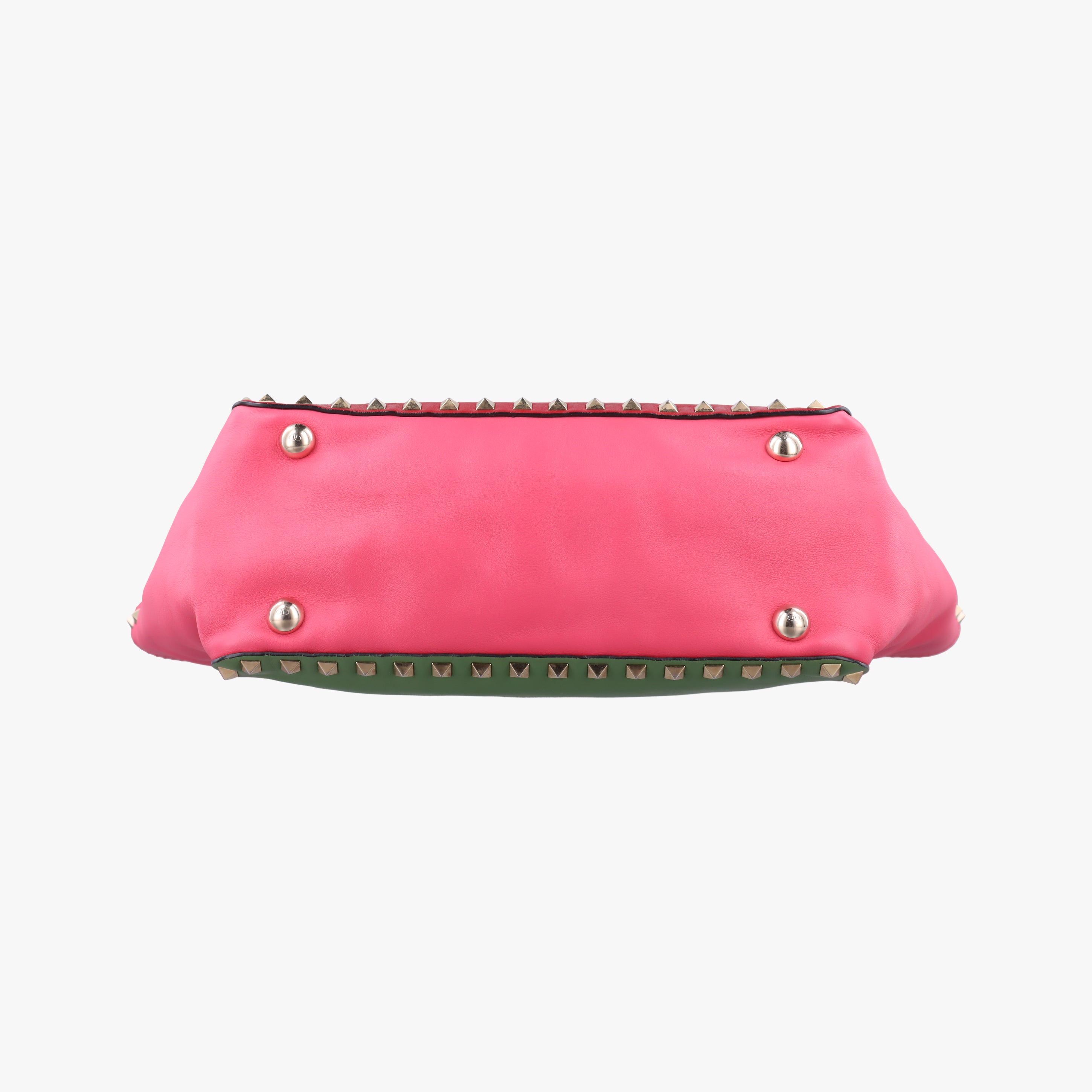 Pre-owned Valentino Rockstud Red×Green×pink Leather  shoulderbag | stylenewstar