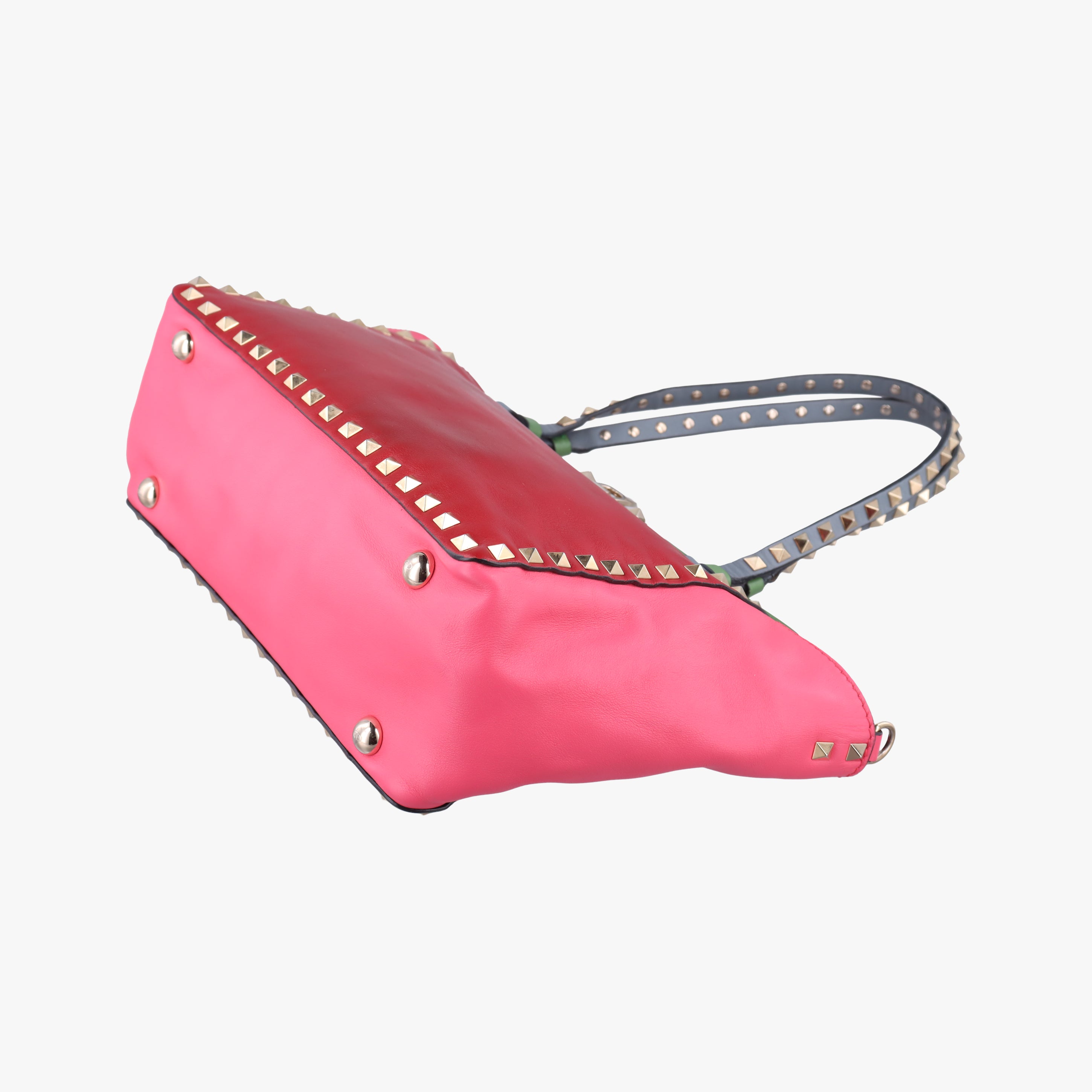 Pre-owned Valentino Rockstud Red×Green×pink Leather  shoulderbag | stylenewstar