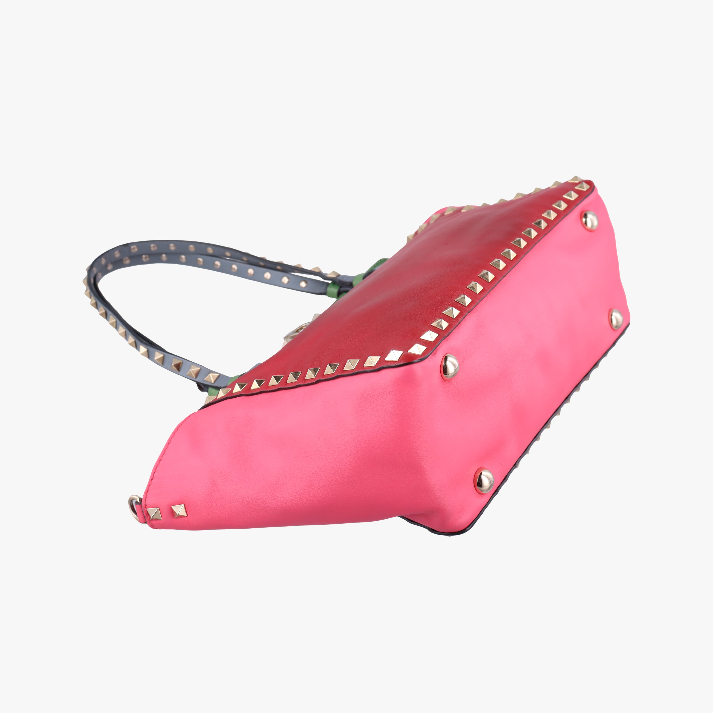 Pre-owned Valentino Rockstud Red×Green×pink Leather  shoulderbag | stylenewstar