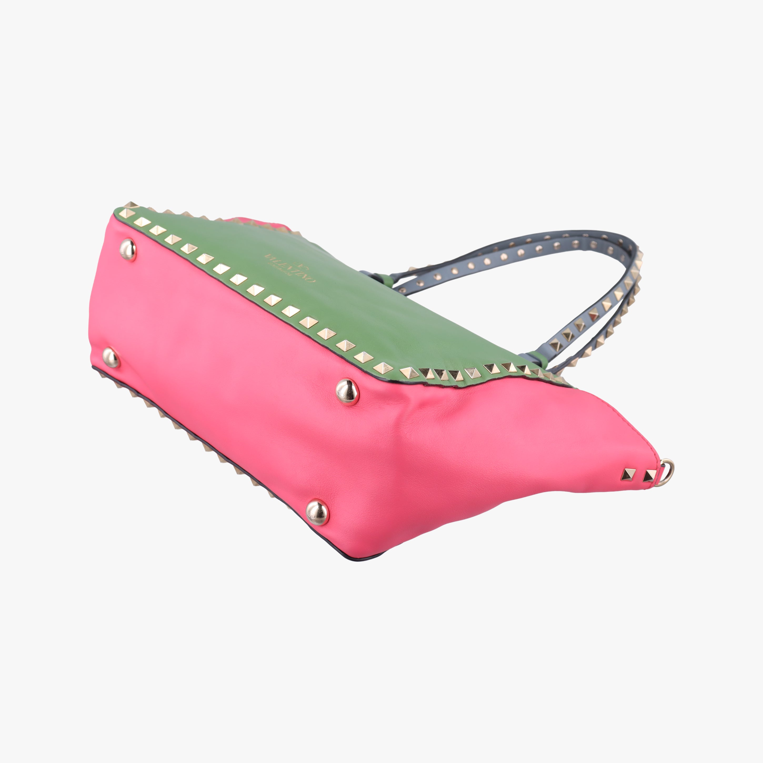 Pre-owned Valentino Rockstud Red×Green×pink Leather  shoulderbag | stylenewstar