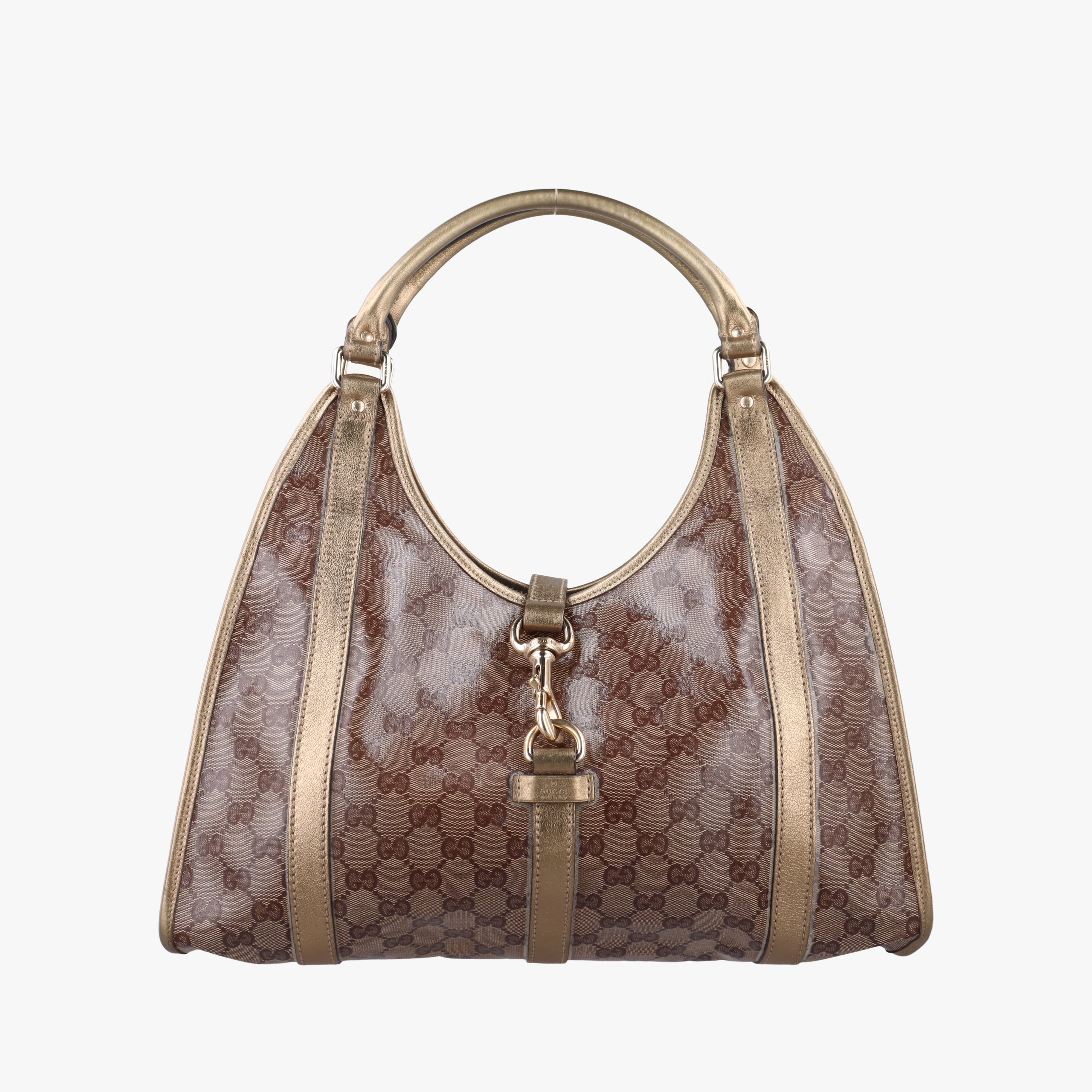 Pre-owned Gucci New Jackie Brown×golden PVC coated canvas×Leather 203494 handbag | stylenewstar