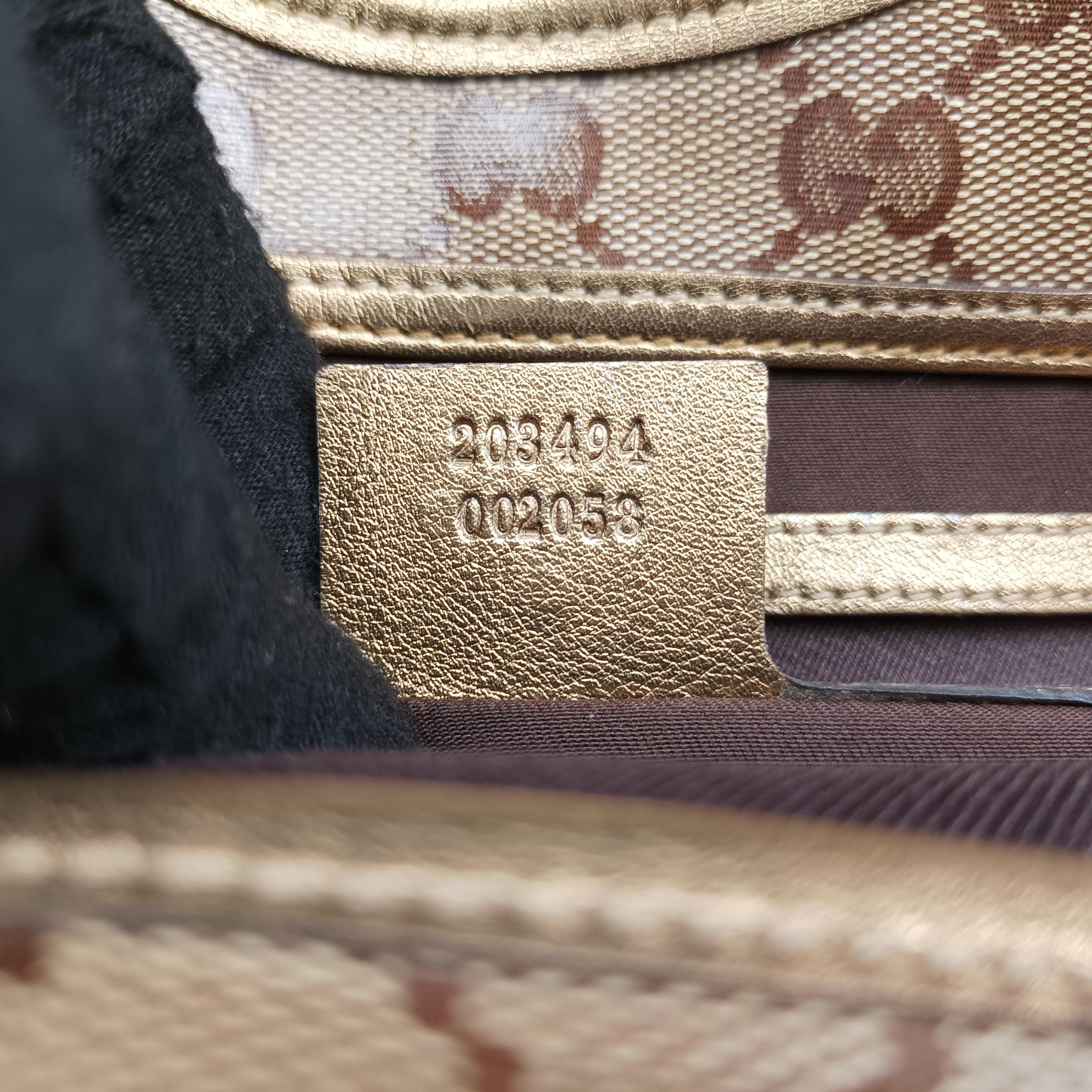 Pre-owned Gucci New Jackie Brown×golden PVC coated canvas×Leather 203494 handbag | stylenewstar