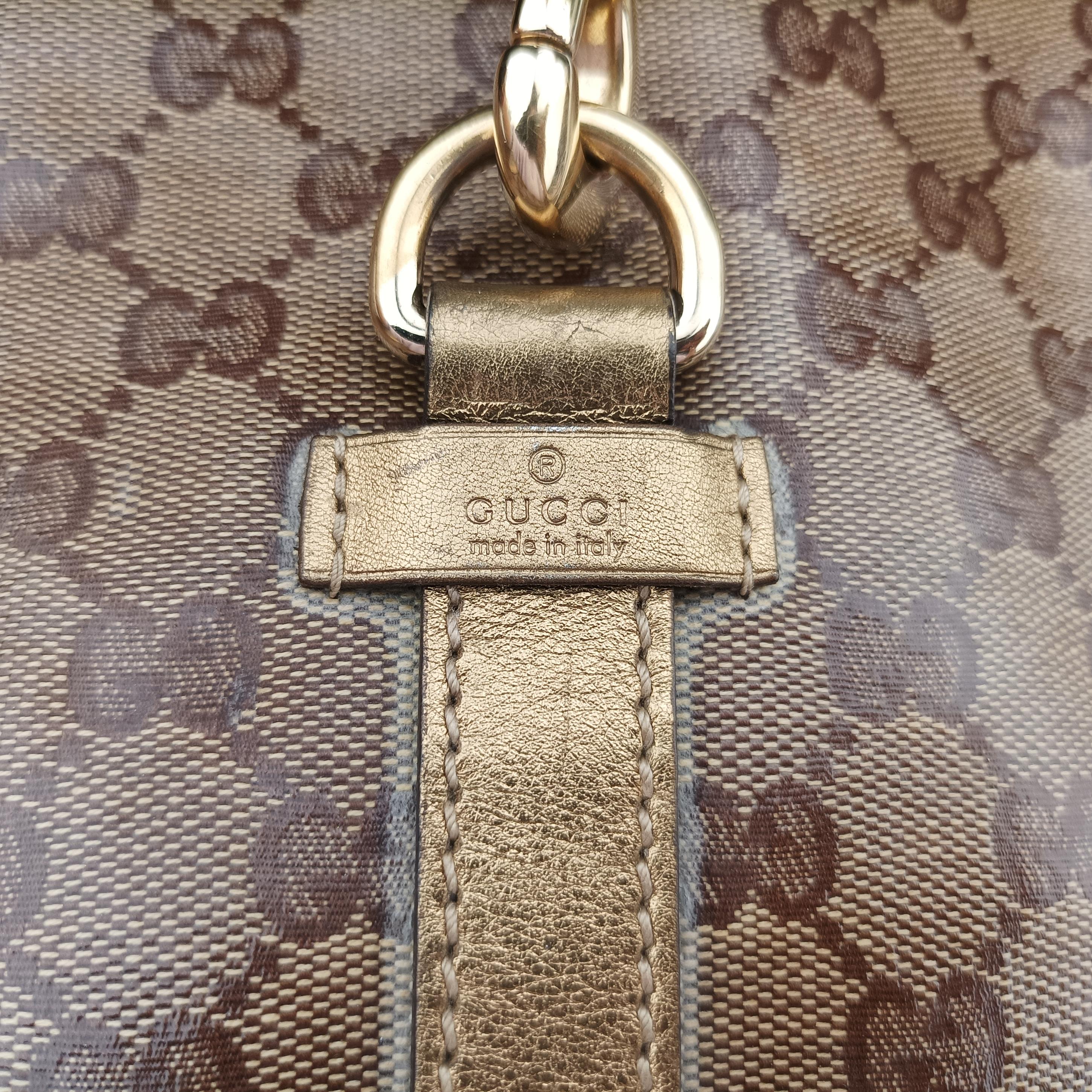 Pre-owned Gucci New Jackie Brown×golden PVC coated canvas×Leather 203494 handbag | stylenewstar