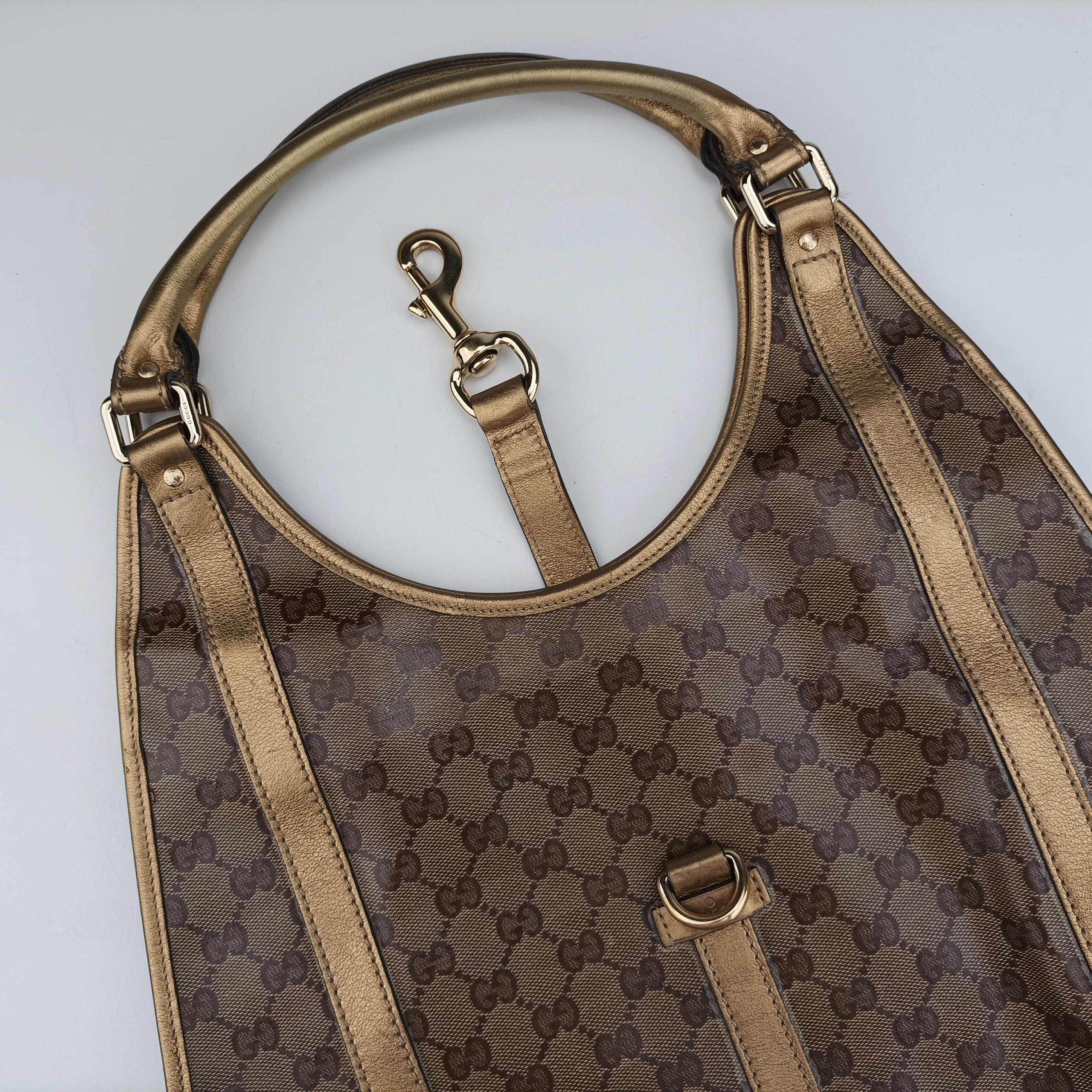 Pre-owned Gucci New Jackie Brown×golden PVC coated canvas×Leather 203494 handbag | stylenewstar