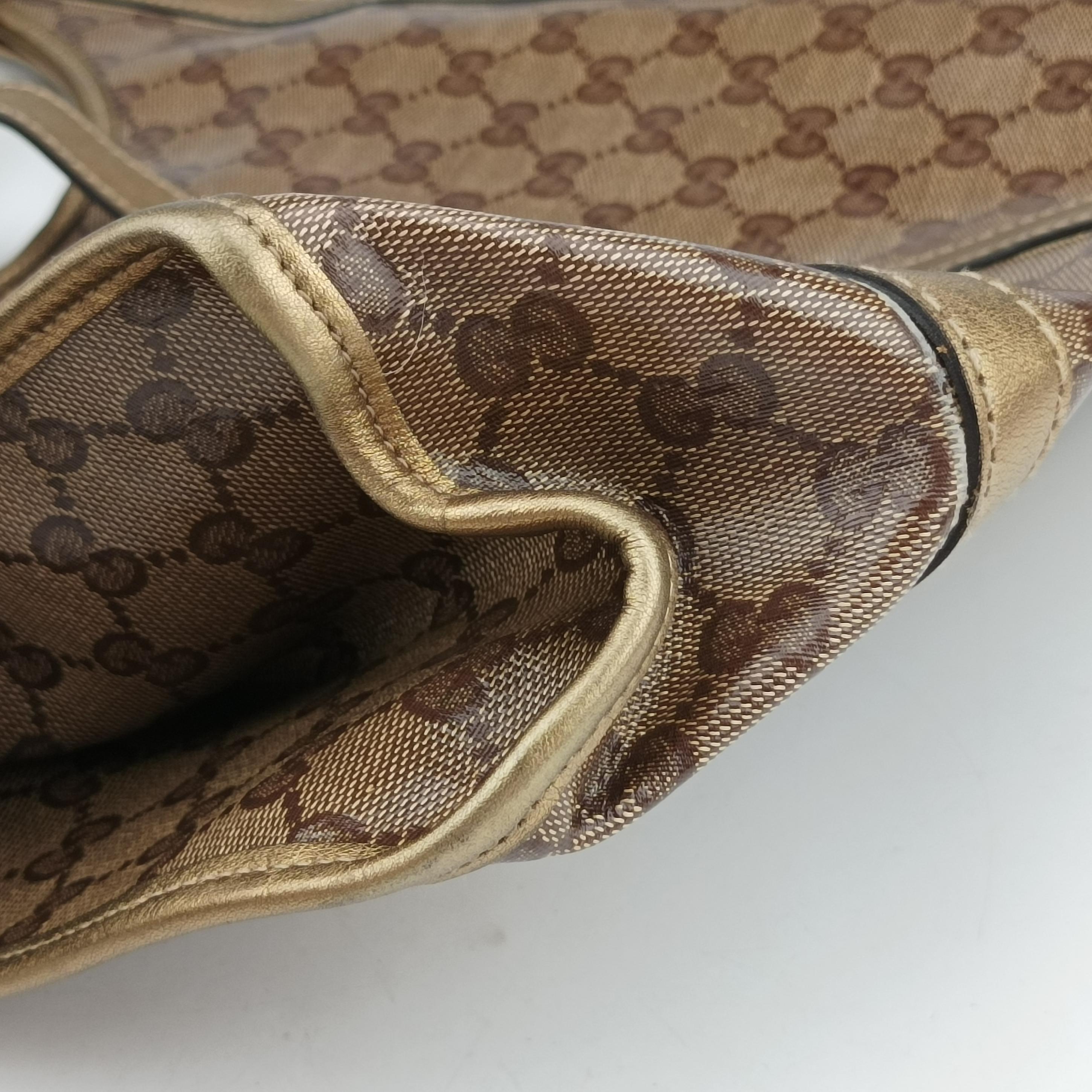 Pre-owned Gucci New Jackie Brown×golden PVC coated canvas×Leather 203494 handbag | stylenewstar