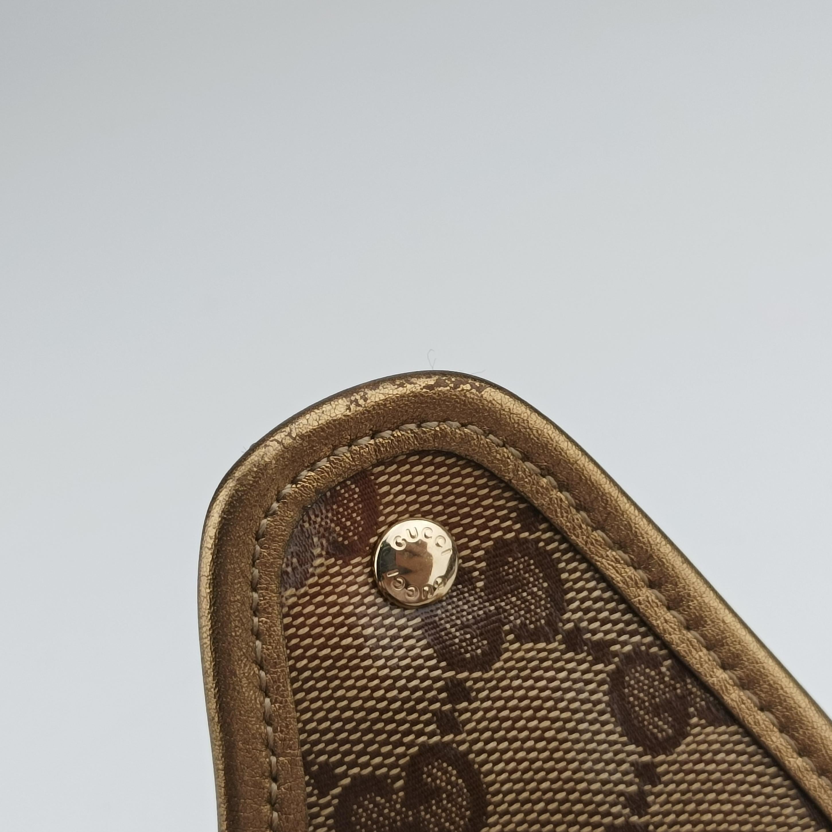 Pre-owned Gucci New Jackie Brown×golden PVC coated canvas×Leather 203494 handbag | stylenewstar