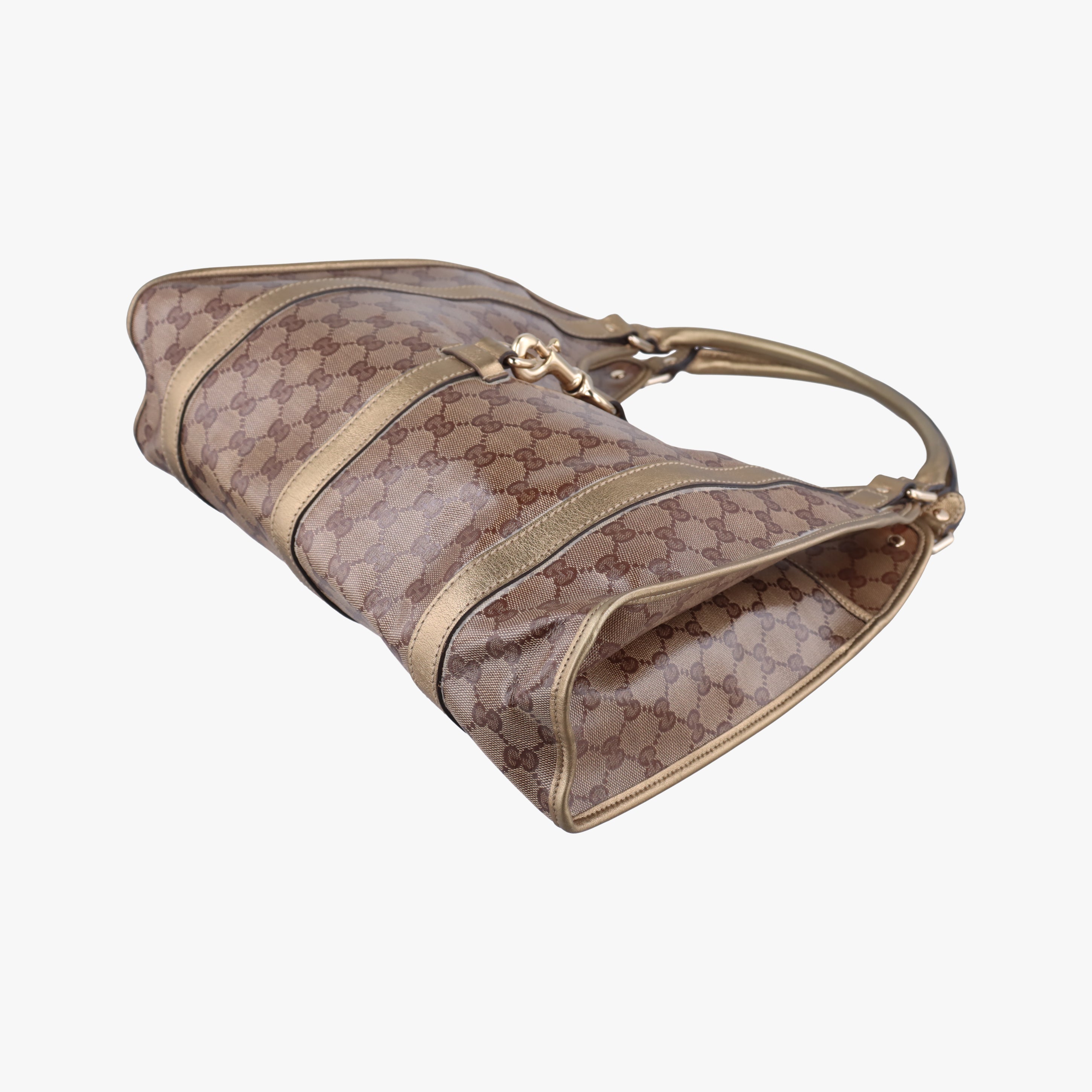 Pre-owned Gucci New Jackie Brown×golden PVC coated canvas×Leather 203494 handbag | stylenewstar