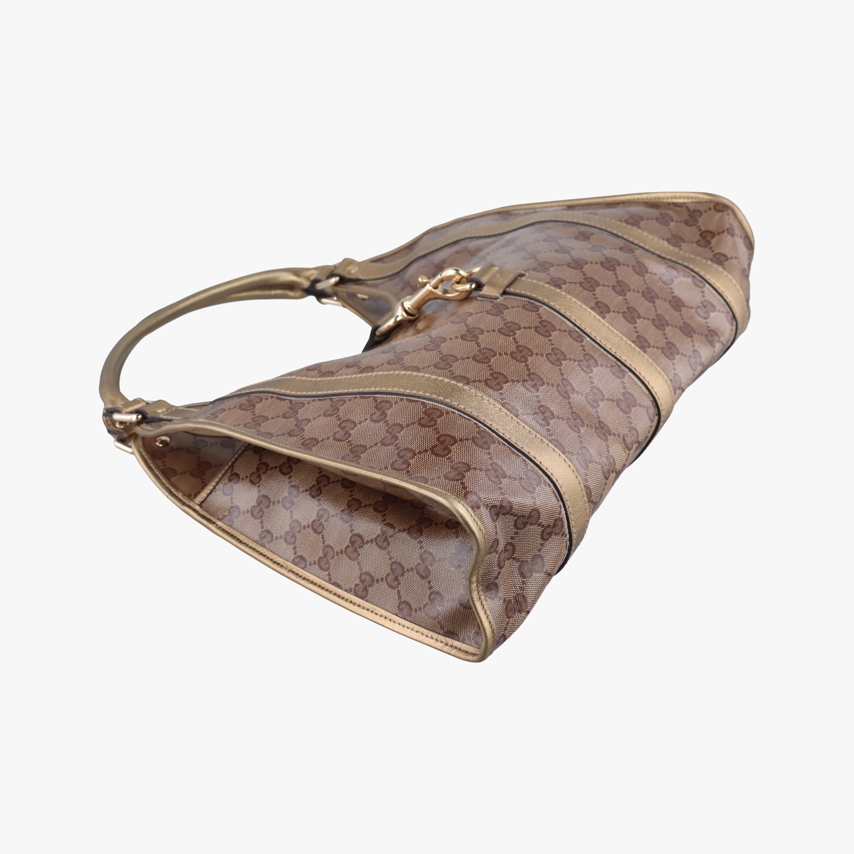 Pre-owned Gucci New Jackie Brown×golden PVC coated canvas×Leather 203494 handbag | stylenewstar