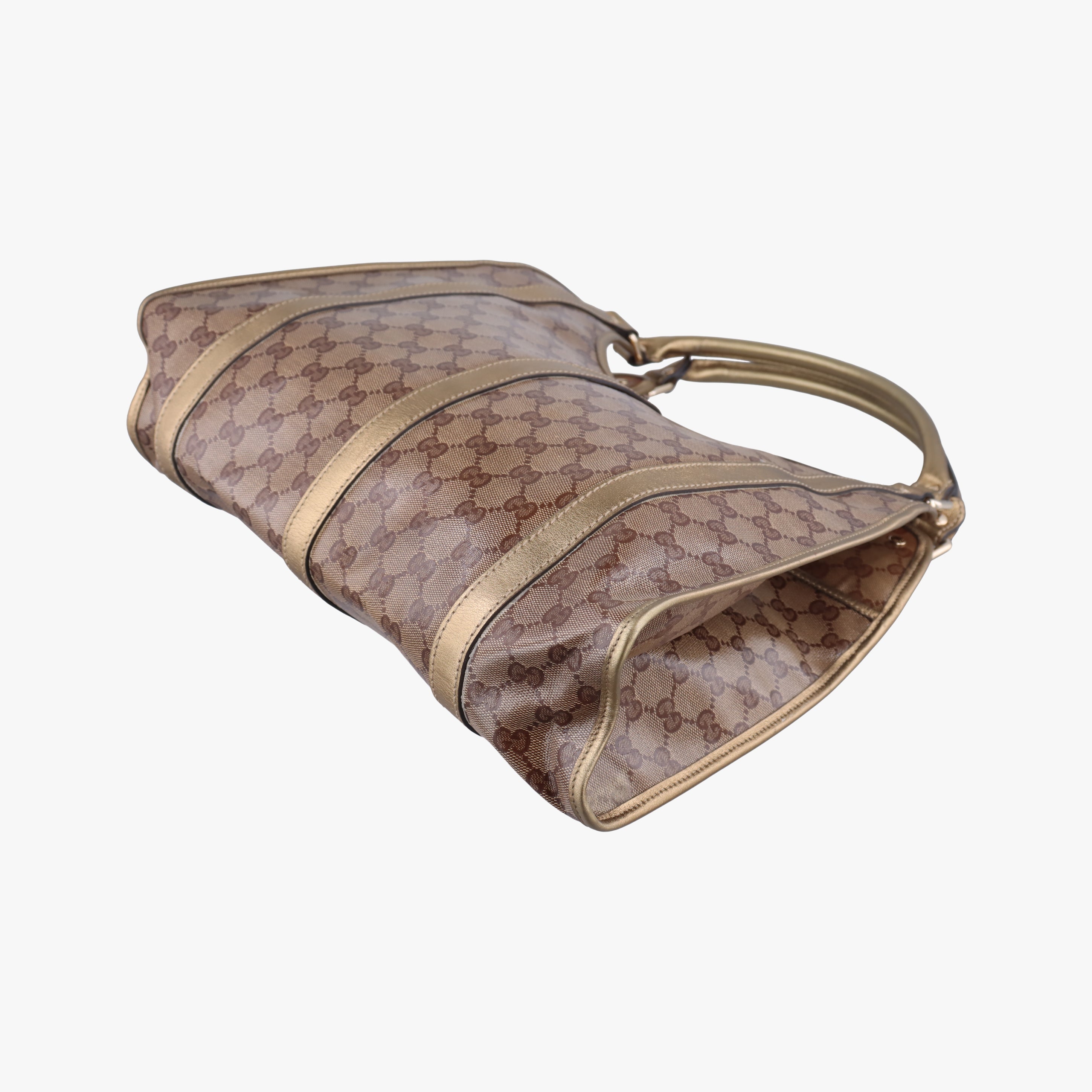 Pre-owned Gucci New Jackie Brown×golden PVC coated canvas×Leather 203494 handbag | stylenewstar