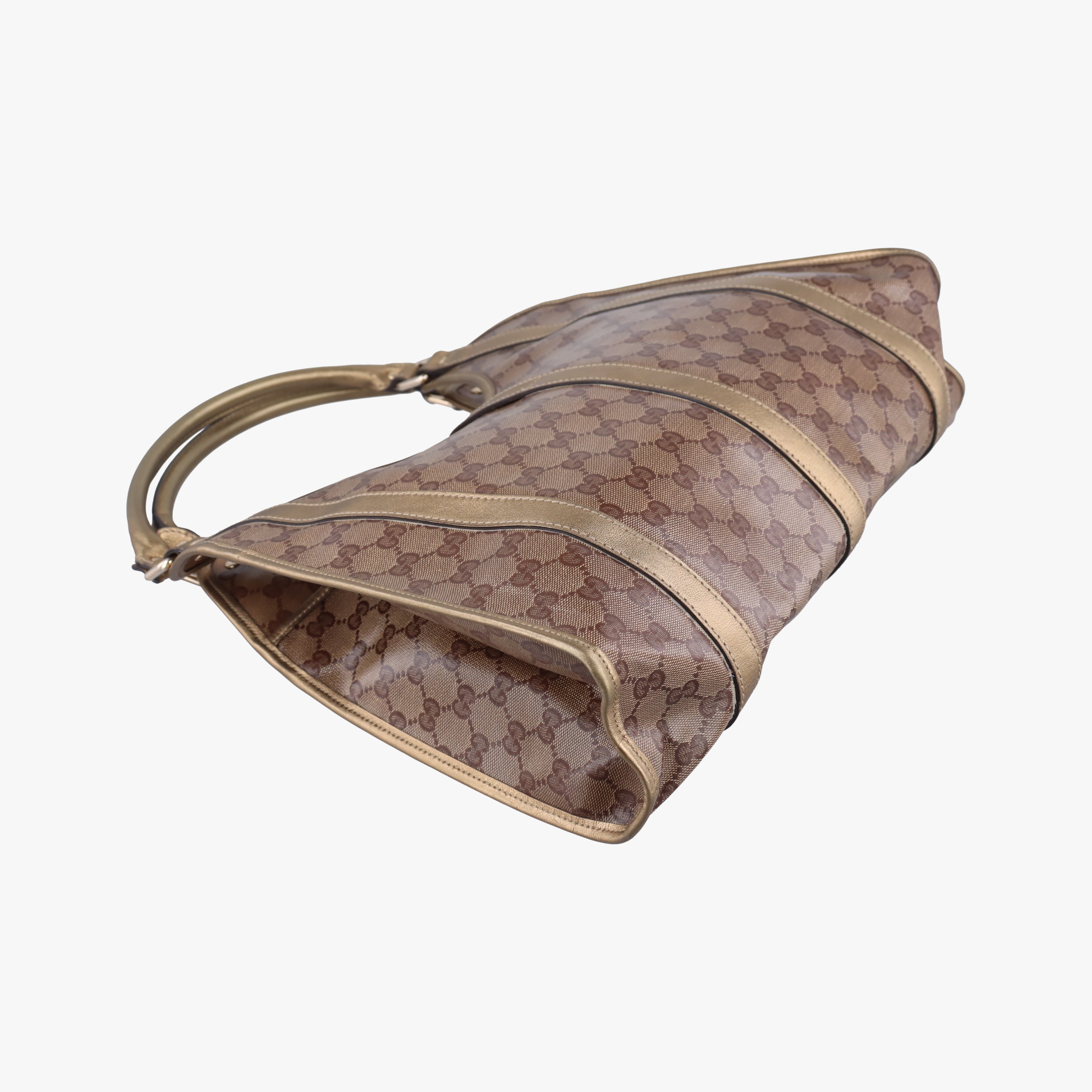Pre-owned Gucci New Jackie Brown×golden PVC coated canvas×Leather 203494 handbag | stylenewstar