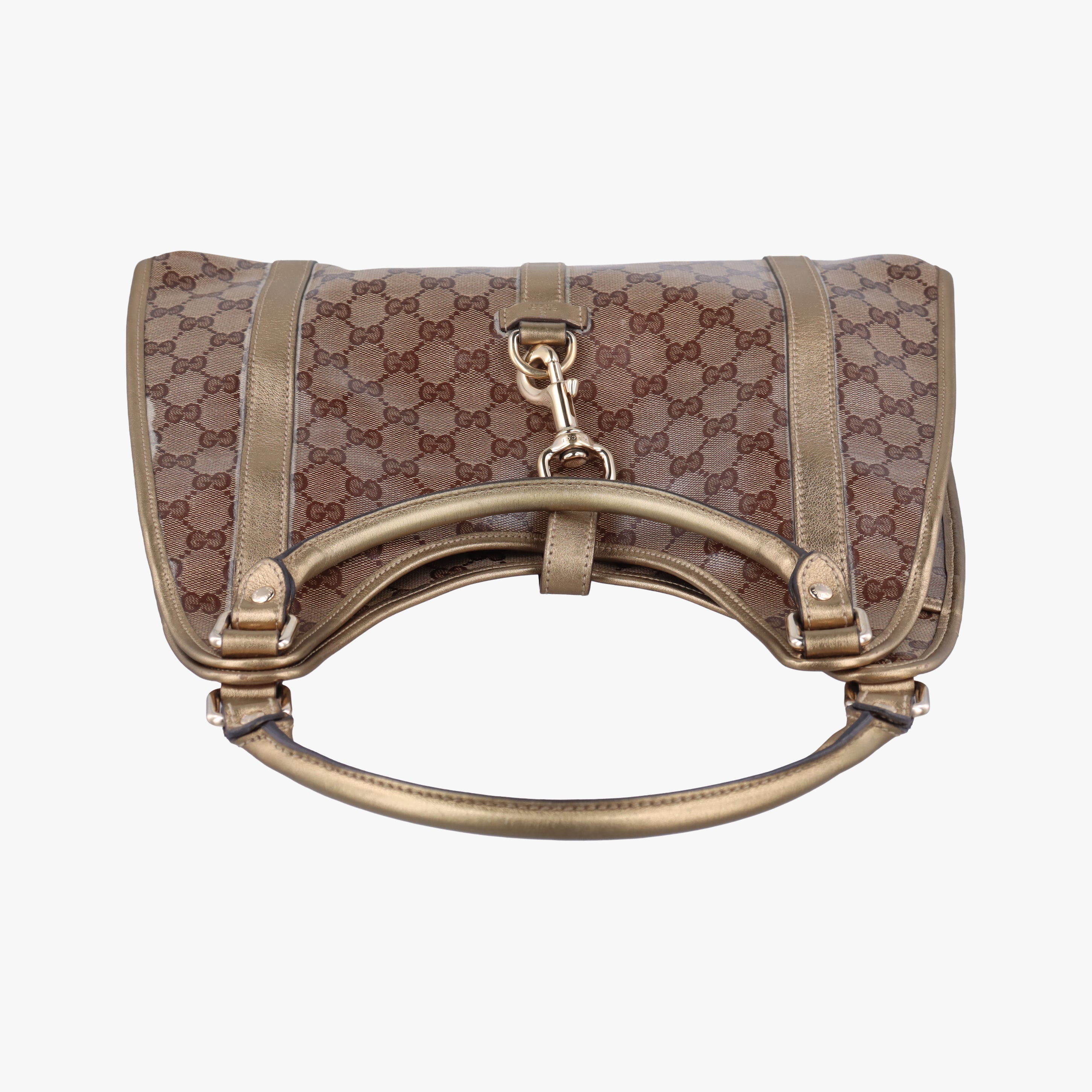 Pre-owned Gucci New Jackie Brown×golden PVC coated canvas×Leather 203494 handbag | stylenewstar