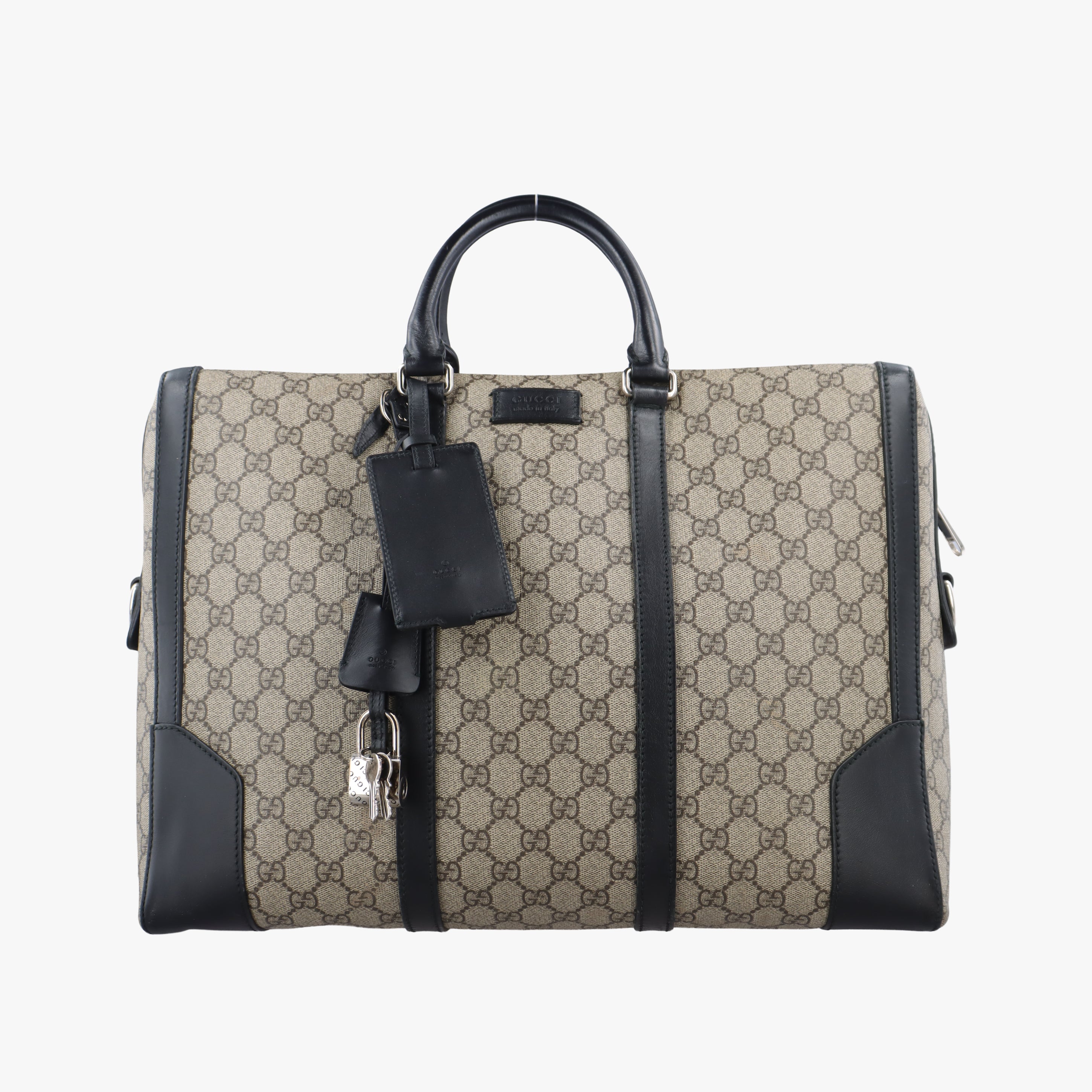 Pre-owned Gucci KALEIDO Beige x black PVC coated canvas 406384 handbag | stylenewstar