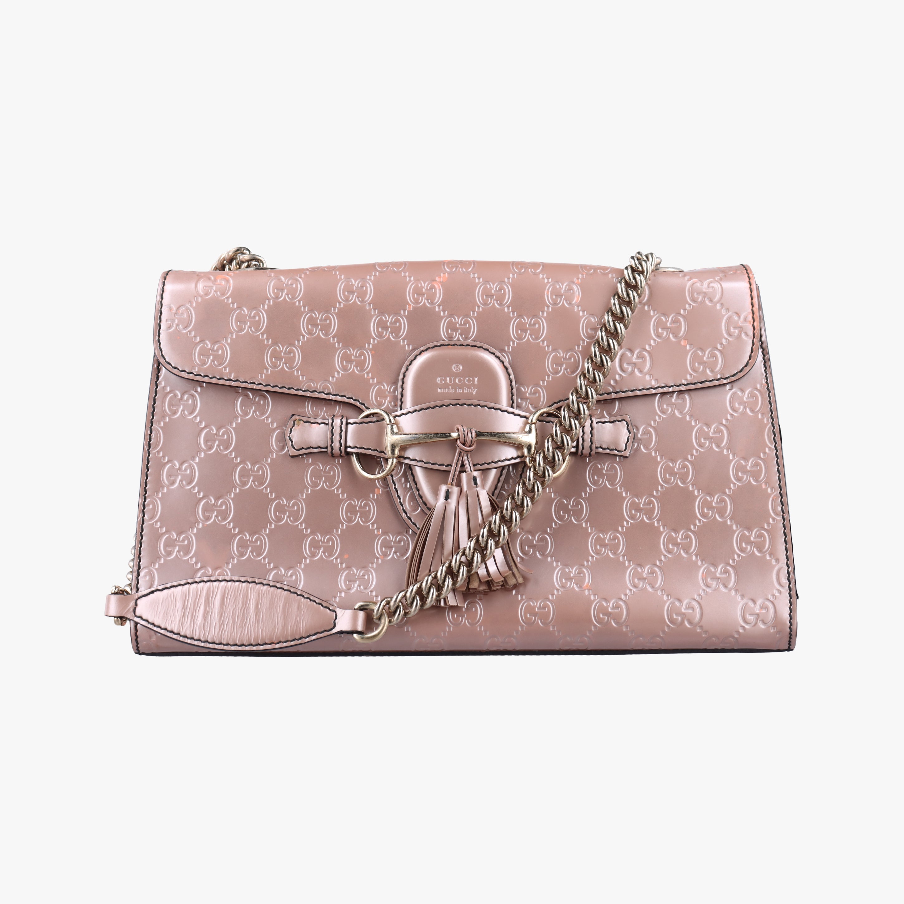 Pre-owned Gucci Emily Pink Patent 295402 shoulderbag | stylenewstar
