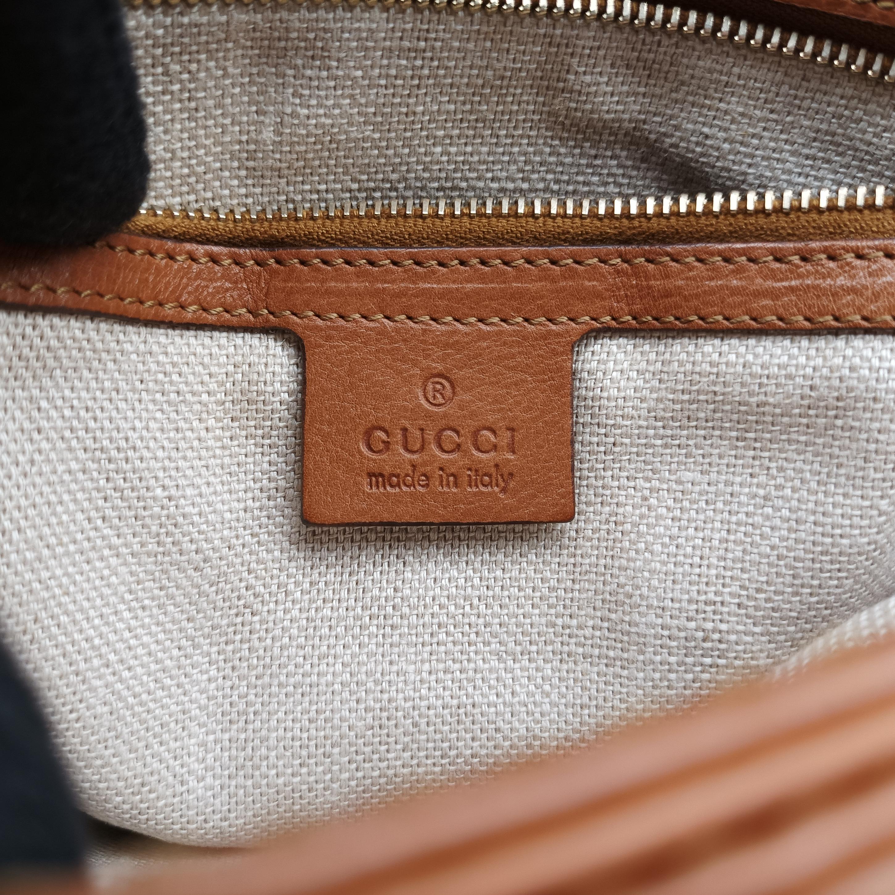 Pre-owned Gucci Marrakech Messenger Brown leather 257024 shoulderbag | stylenewstar