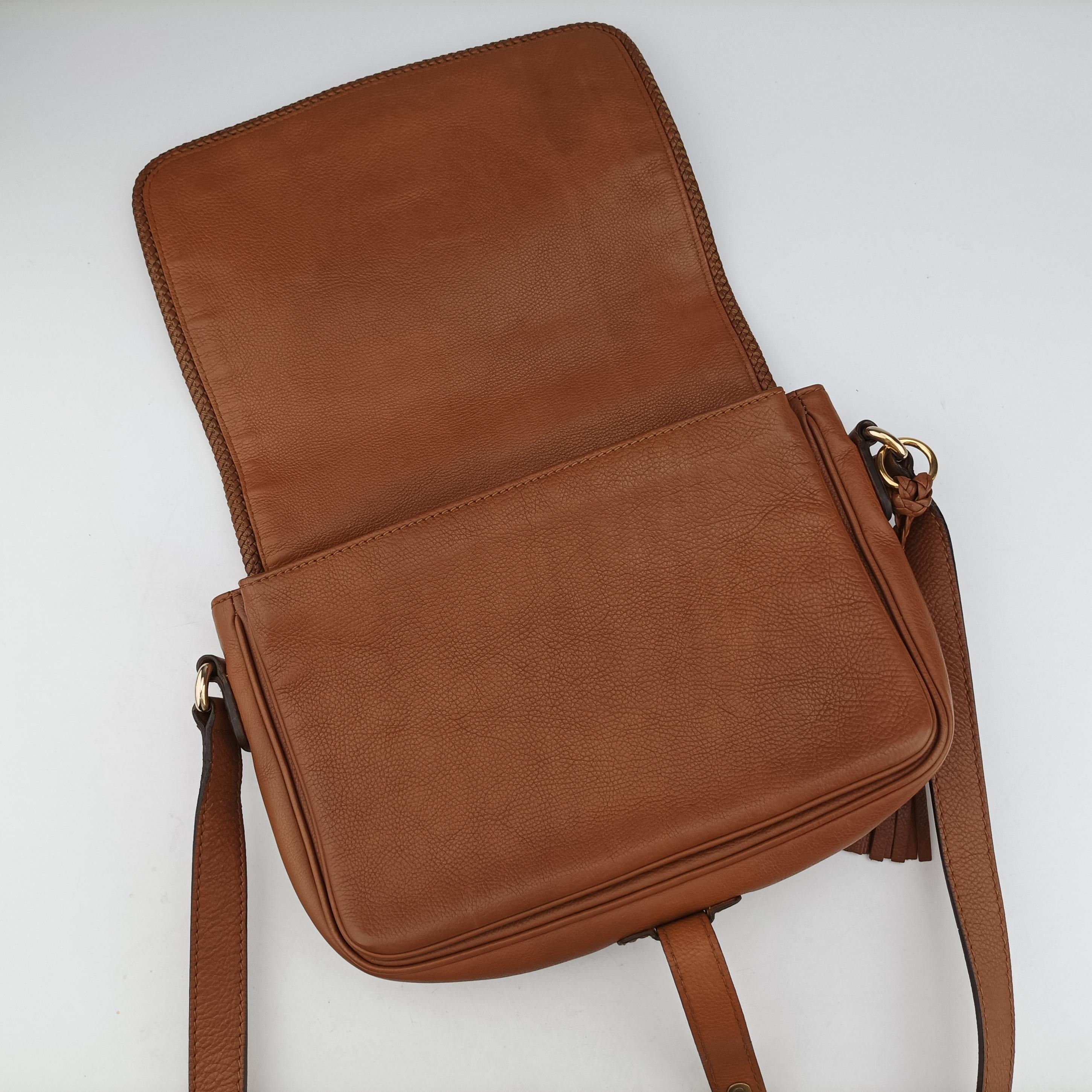 Pre-owned Gucci Marrakech Messenger Brown leather 257024 shoulderbag | stylenewstar