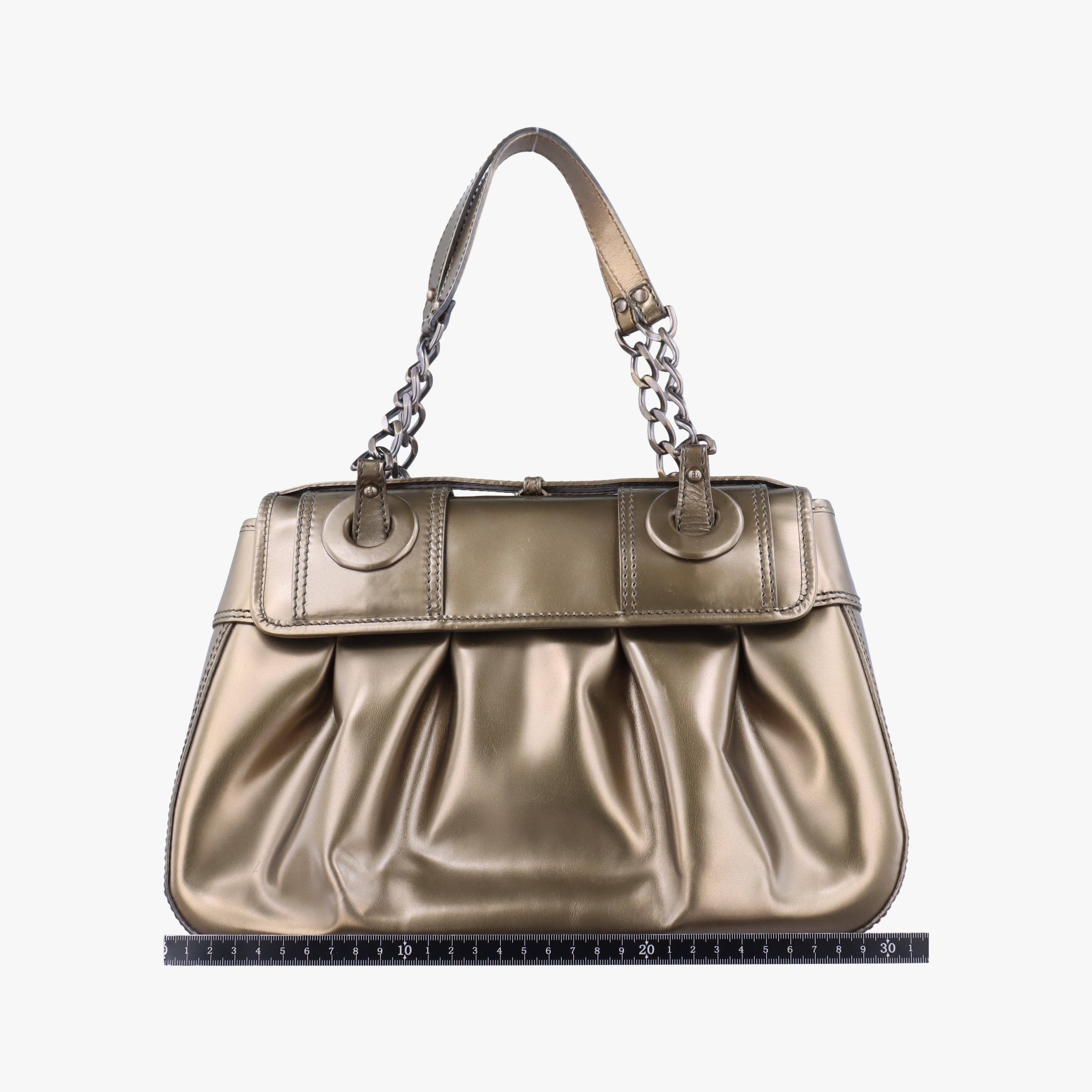 Pre-owned Fendi Stripe Calfhair and Velvet Golden Leather 8BN165 handbag | stylenewstar