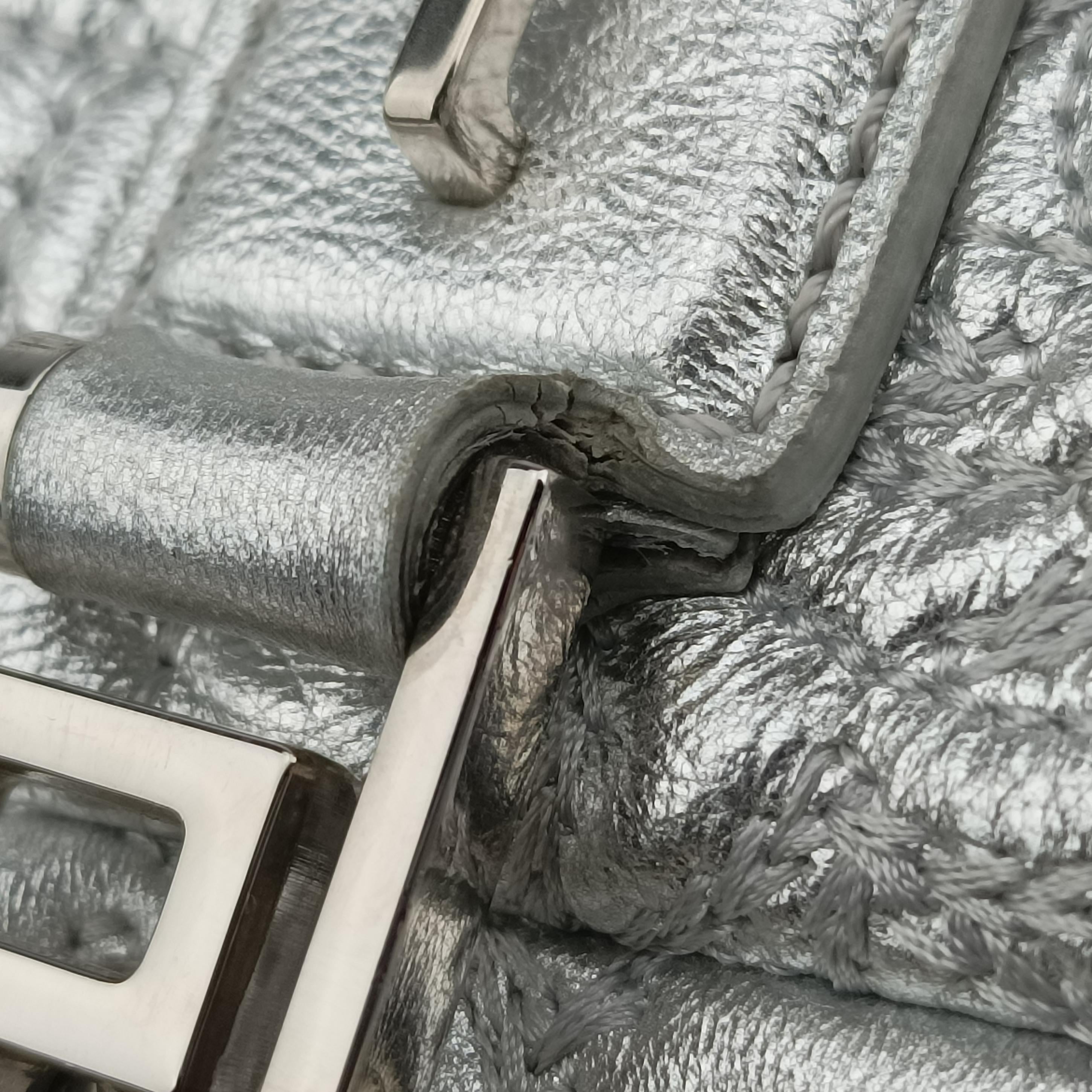 Pre-owned VERSACE La Medusa Studded Silver Leather  shoulderbag | stylenewstar