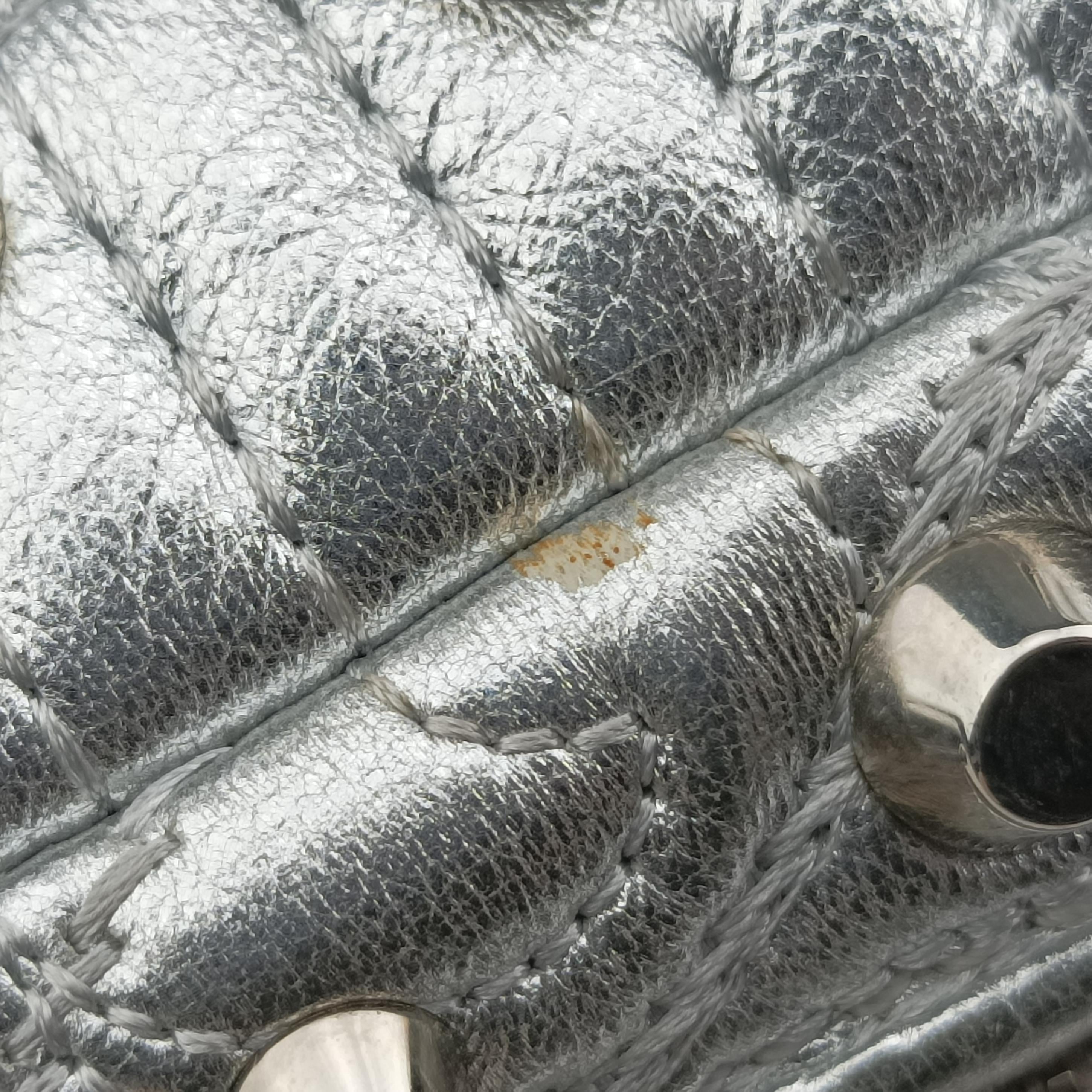 Pre-owned VERSACE La Medusa Studded Silver Leather  shoulderbag | stylenewstar
