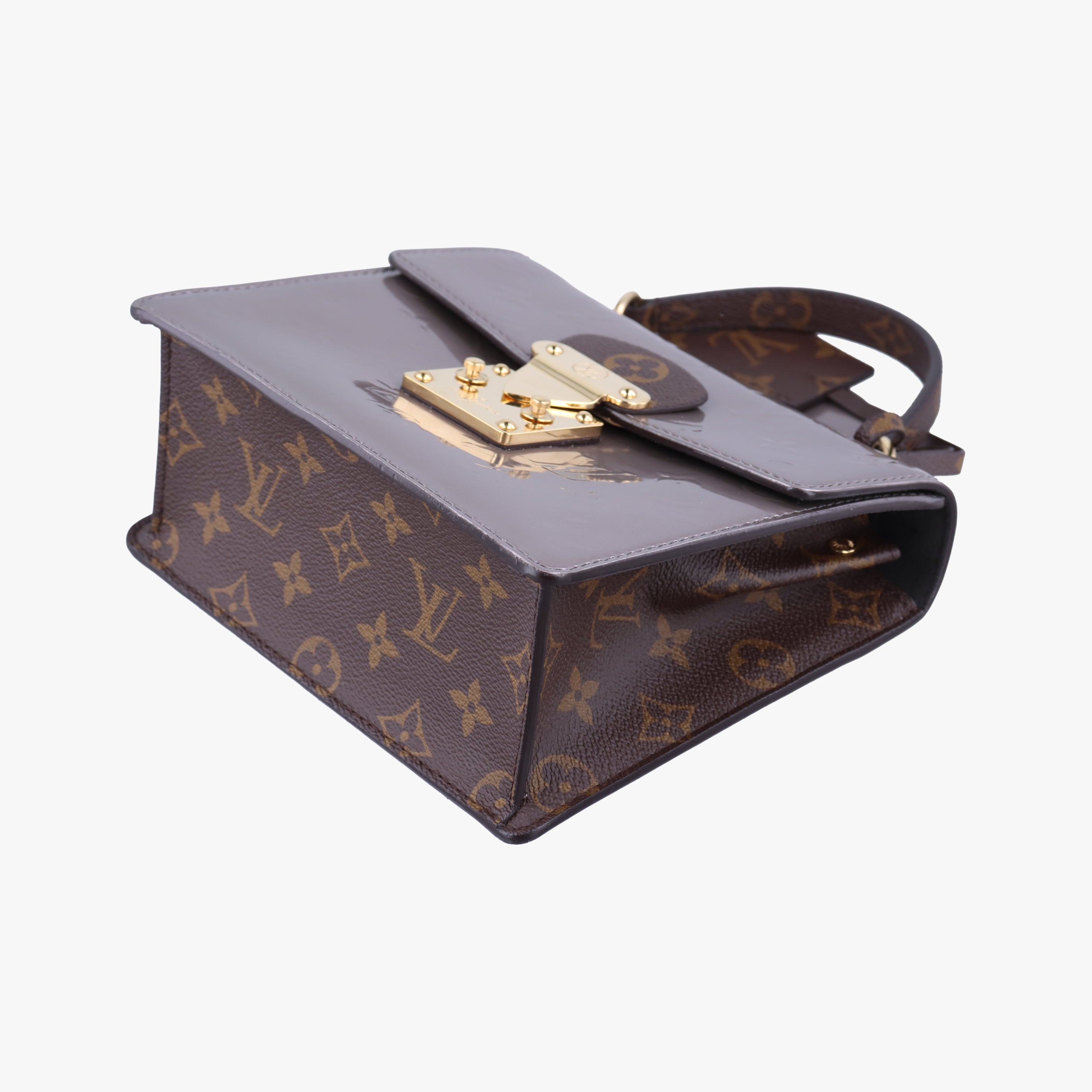 Secondhand Louis Vuitton Spring Street PM Brown x Taupe Vernis x Monogram Canvas M90567 shoulderbag | stylenewstar