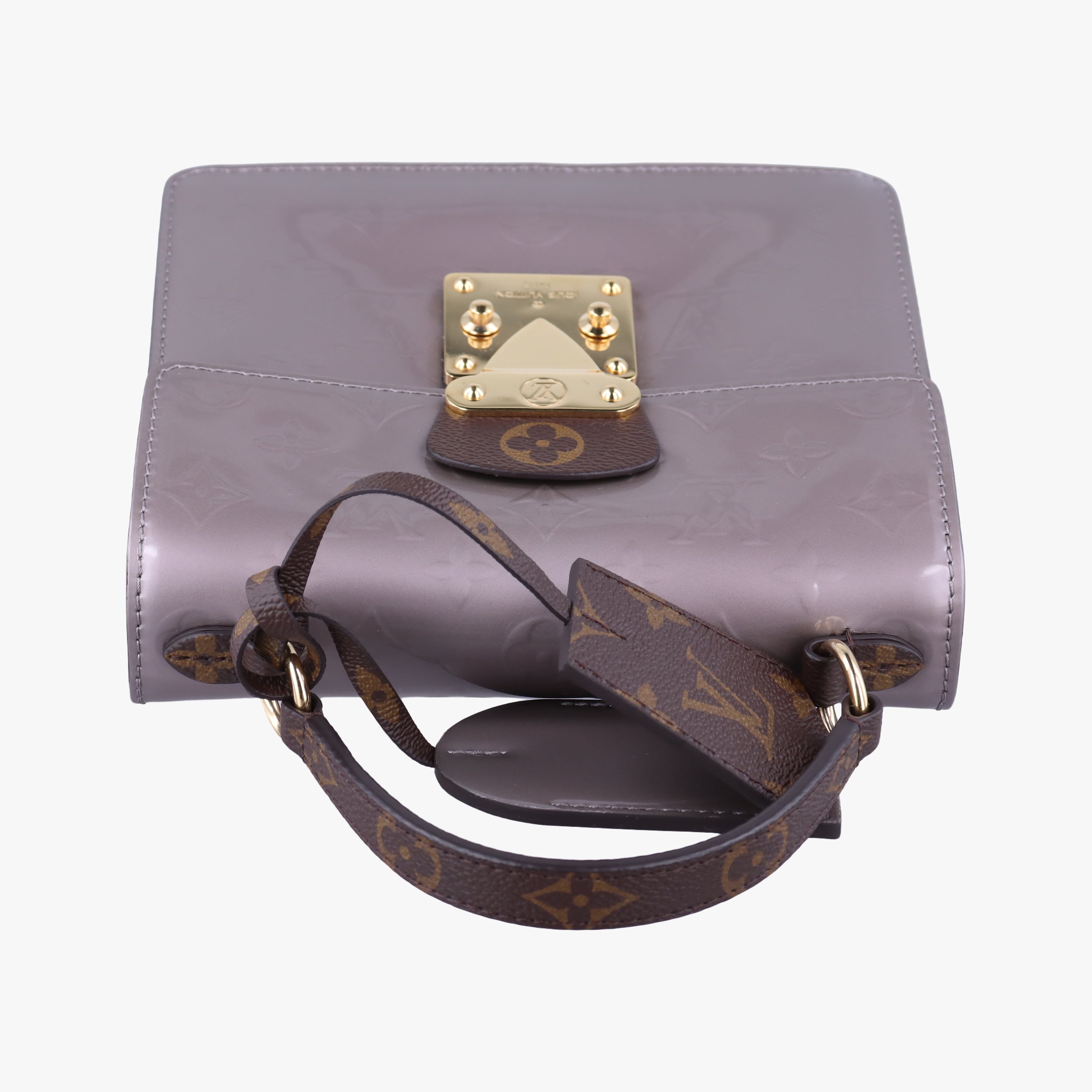 Secondhand Louis Vuitton Spring Street PM Brown x Taupe Vernis x Monogram Canvas M90567 shoulderbag | stylenewstar