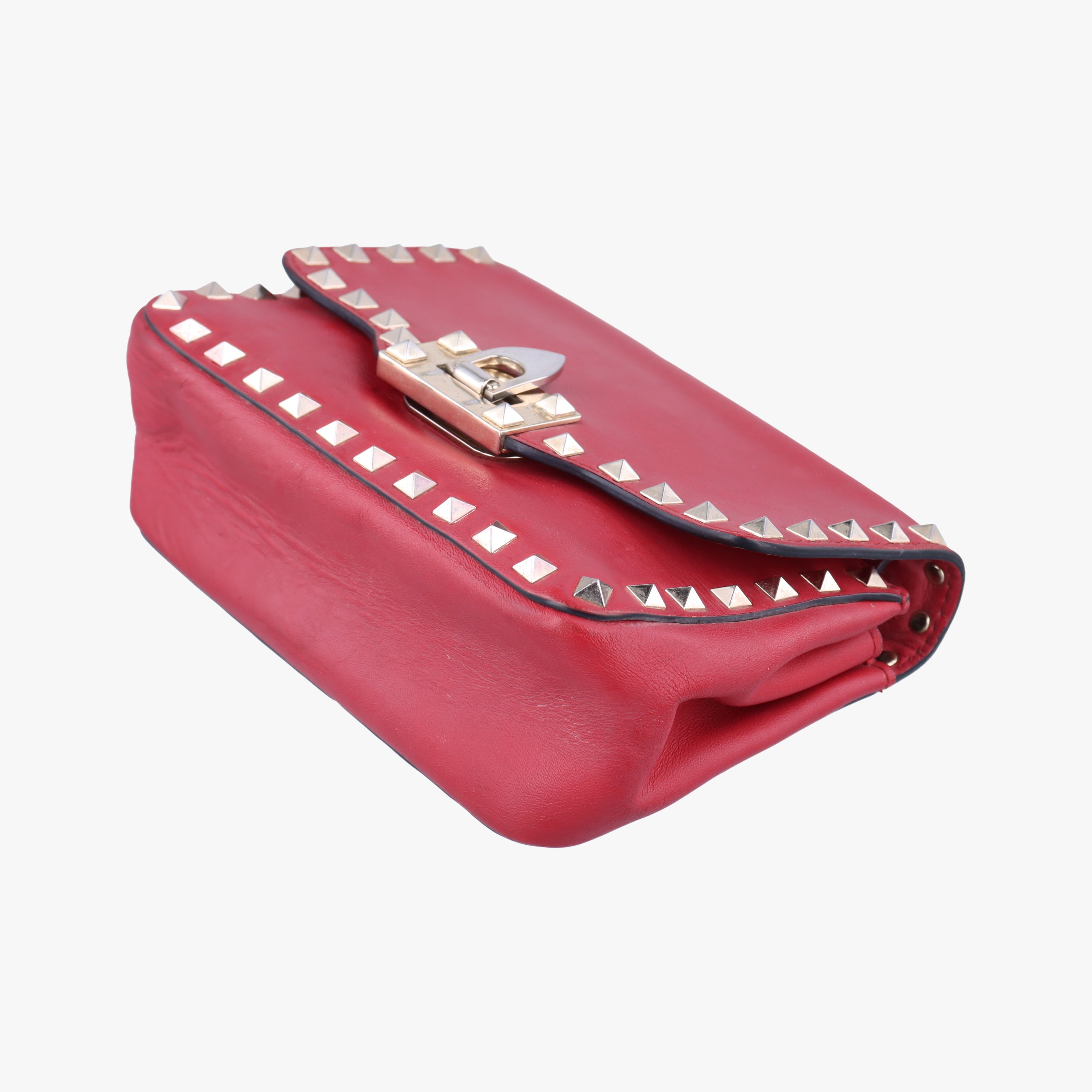 Pre-owned Valentino Rockstud Red Leather  shoulderbag | stylenewstar