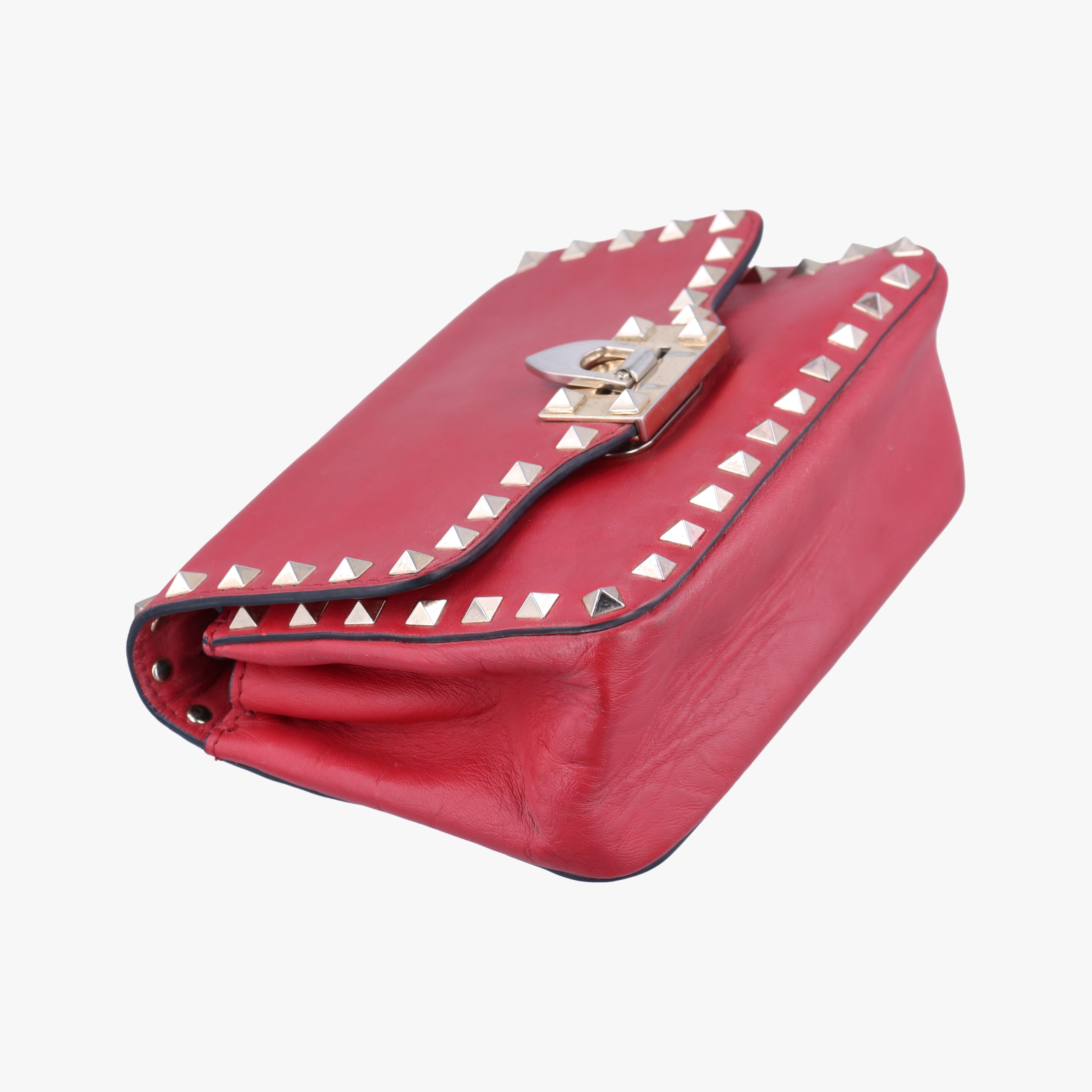 Pre-owned Valentino Rockstud Red Leather  shoulderbag | stylenewstar
