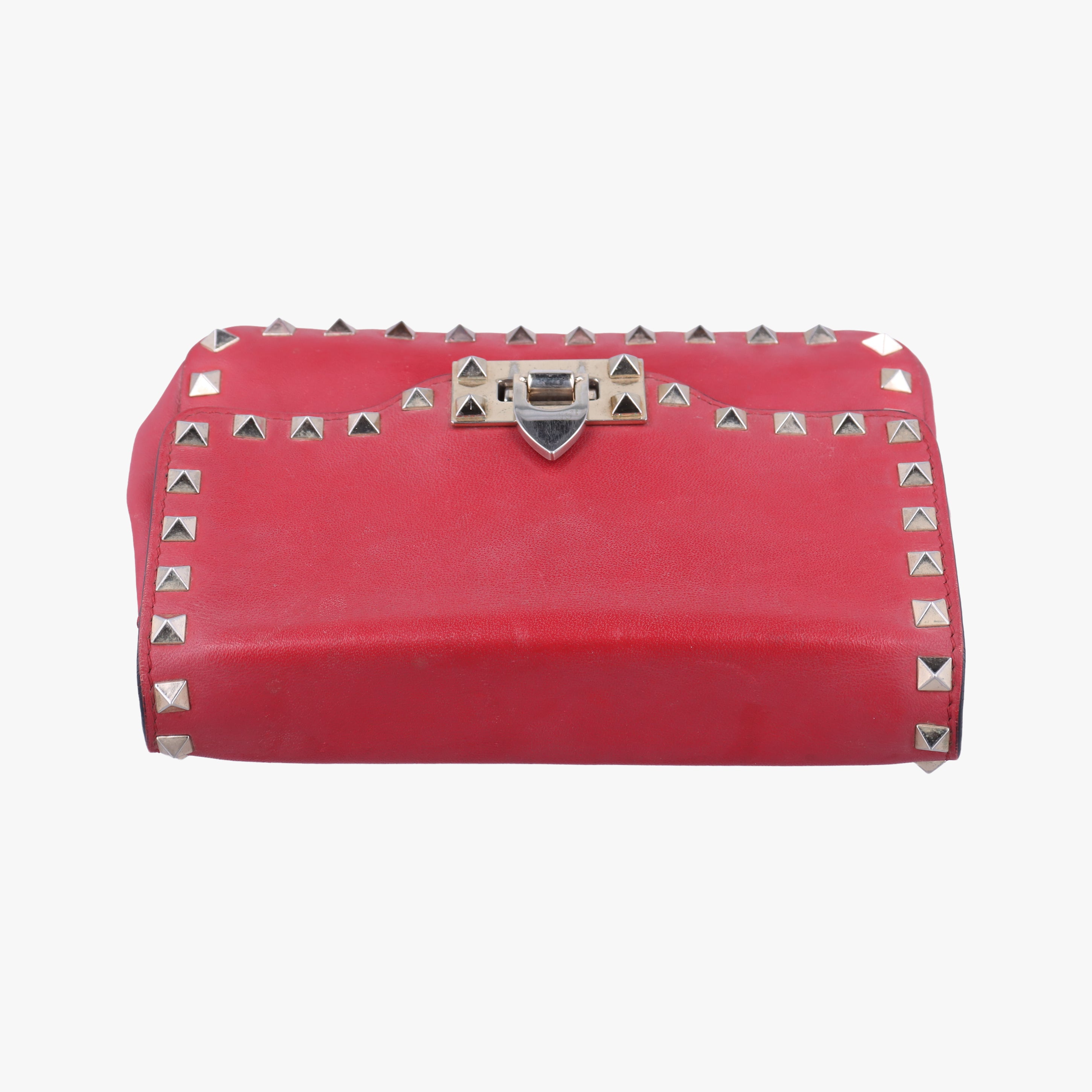 Pre-owned Valentino Rockstud Red Leather  shoulderbag | stylenewstar