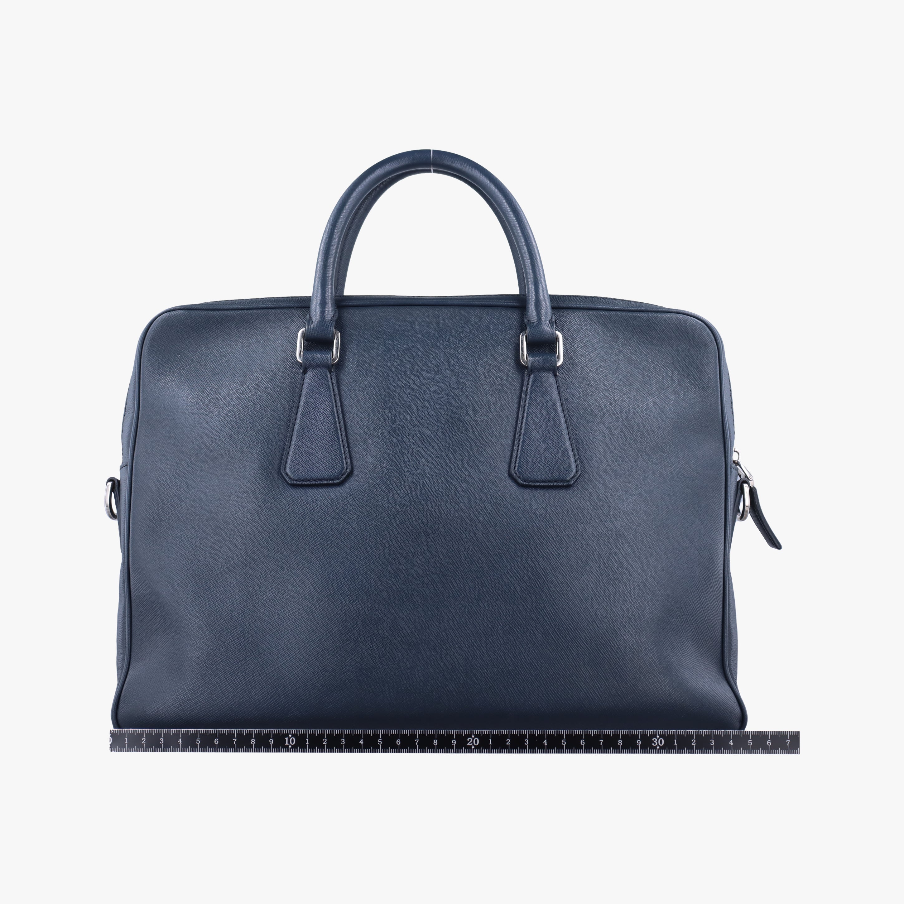 Pre-owned Prada Business Briefcase Navy SAFFIANO Leather 2VE011 handbag | stylenewstar