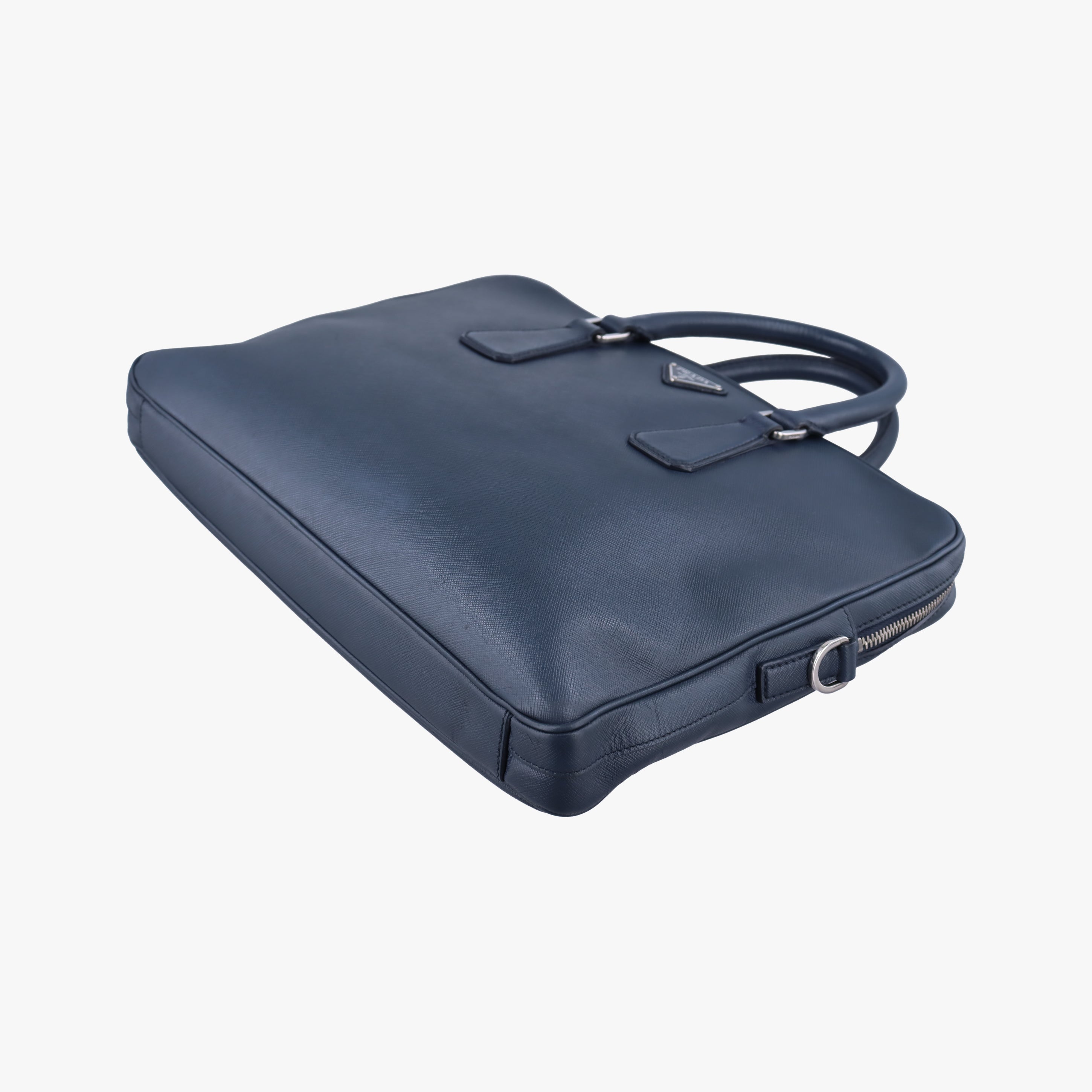 Pre-owned Prada Business Briefcase Navy SAFFIANO Leather 2VE011 handbag | stylenewstar