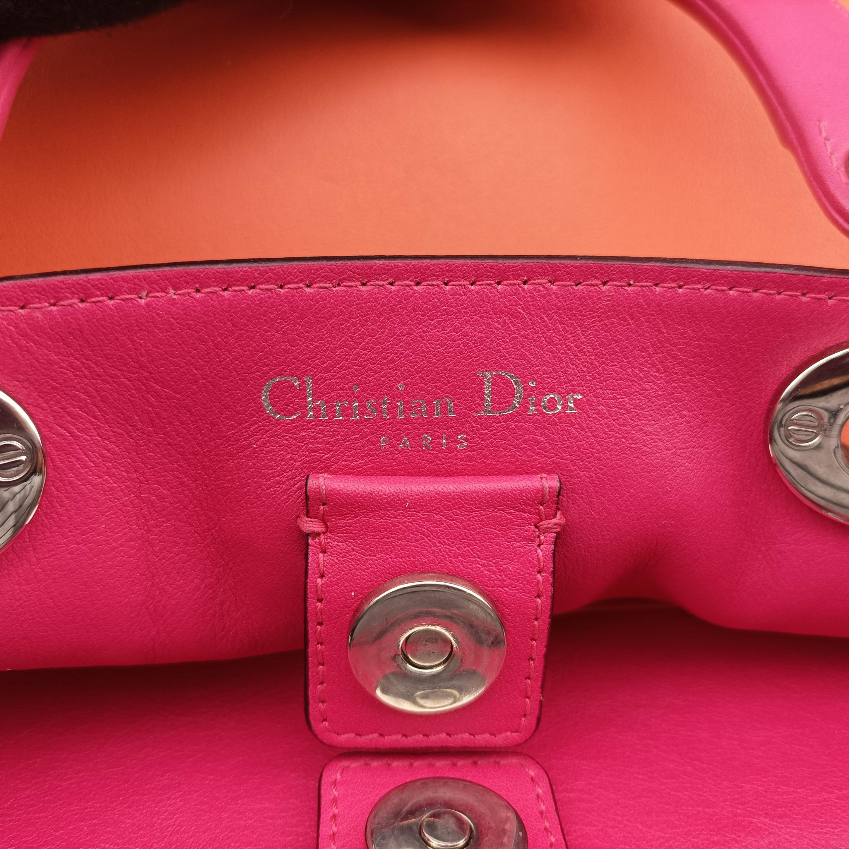 Pre-owned Christian Dior Diorissimo Orange×Pink Leather  shoulderbag | stylenewstar