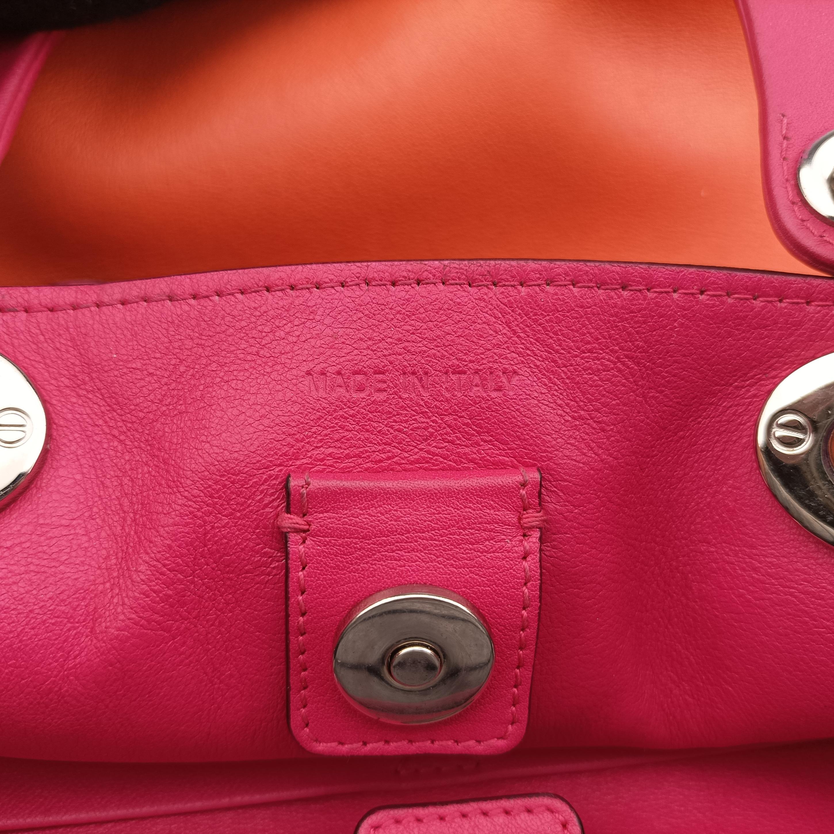 Pre-owned Christian Dior Diorissimo Orange×Pink Leather  shoulderbag | stylenewstar