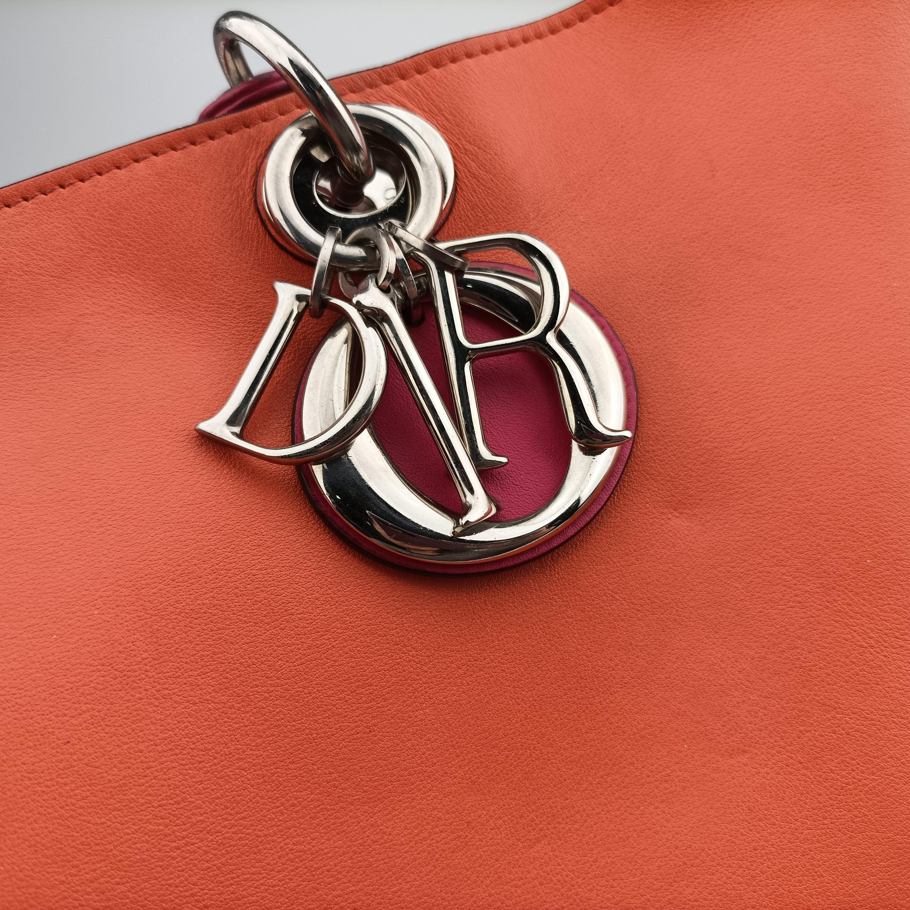 Pre-owned Christian Dior Diorissimo Orange×Pink Leather  shoulderbag | stylenewstar