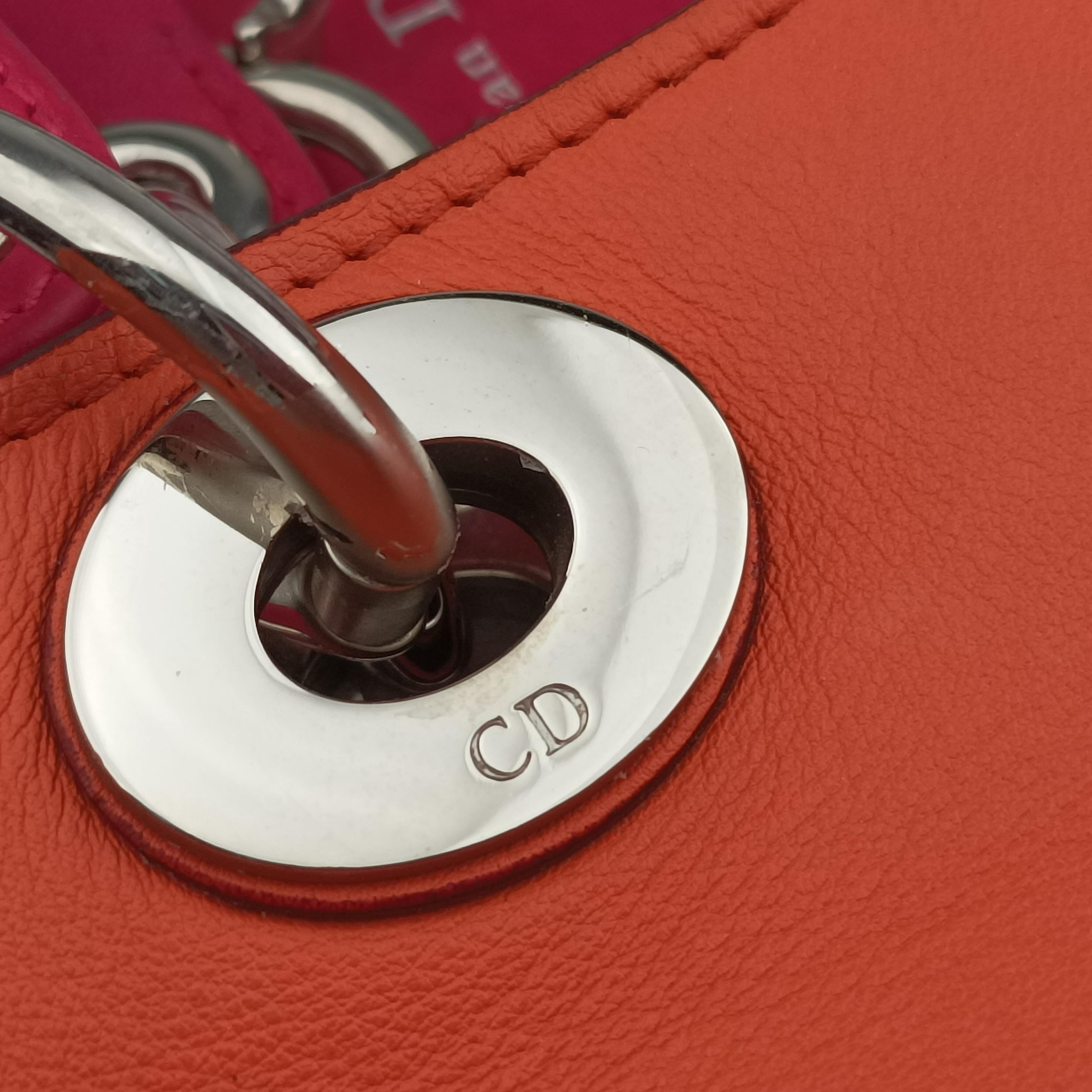 Pre-owned Christian Dior Diorissimo Orange×Pink Leather  shoulderbag | stylenewstar